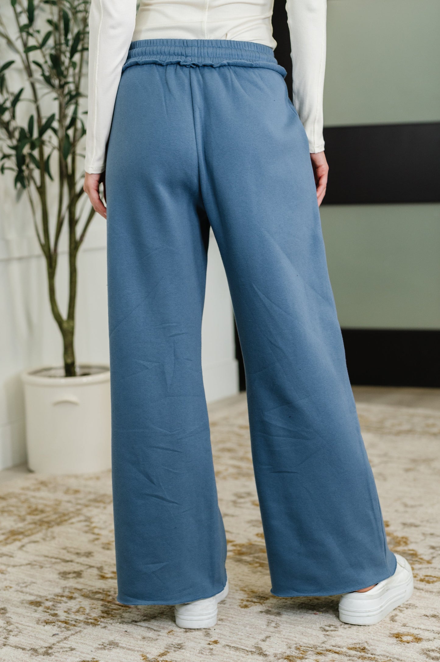 Lounge Line Wide Leg Sweats in Dusty Blue - Southern Divas Boutique