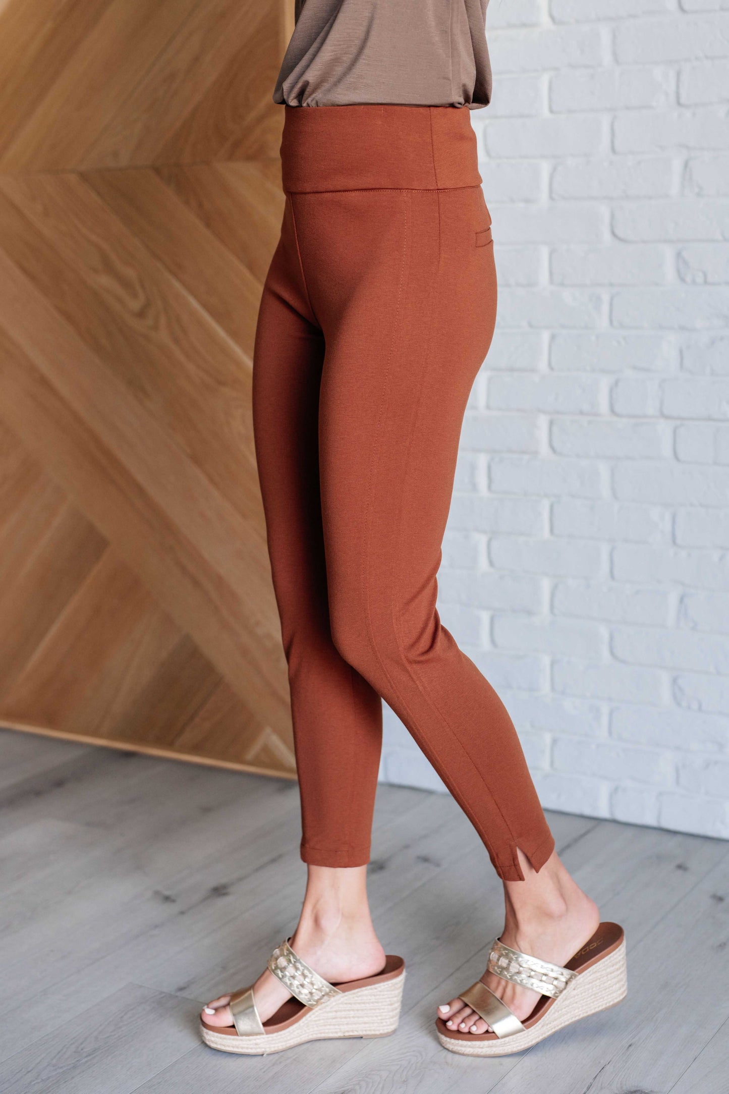 Magic Ankle Crop Skinny Pants in Rust - Southern Divas Boutique