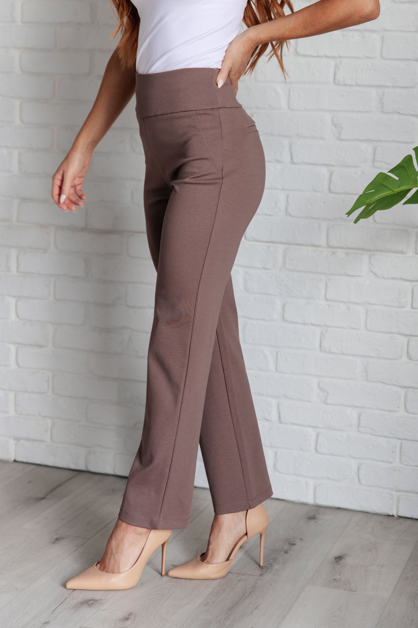 Magic Straight Pants in Dark Mocha - Southern Divas Boutique
