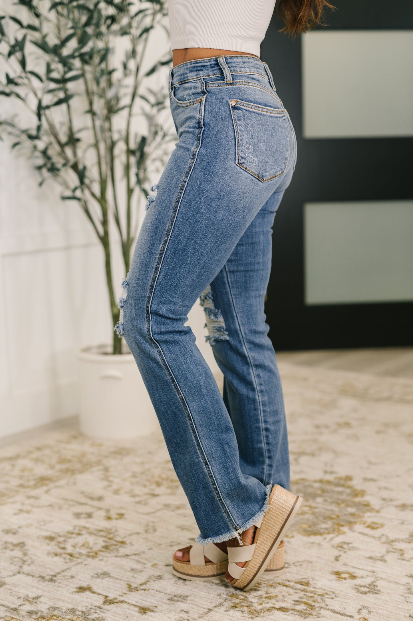 Maureen High Rise Distressed Bootcut Jeans - Southern Divas Boutique