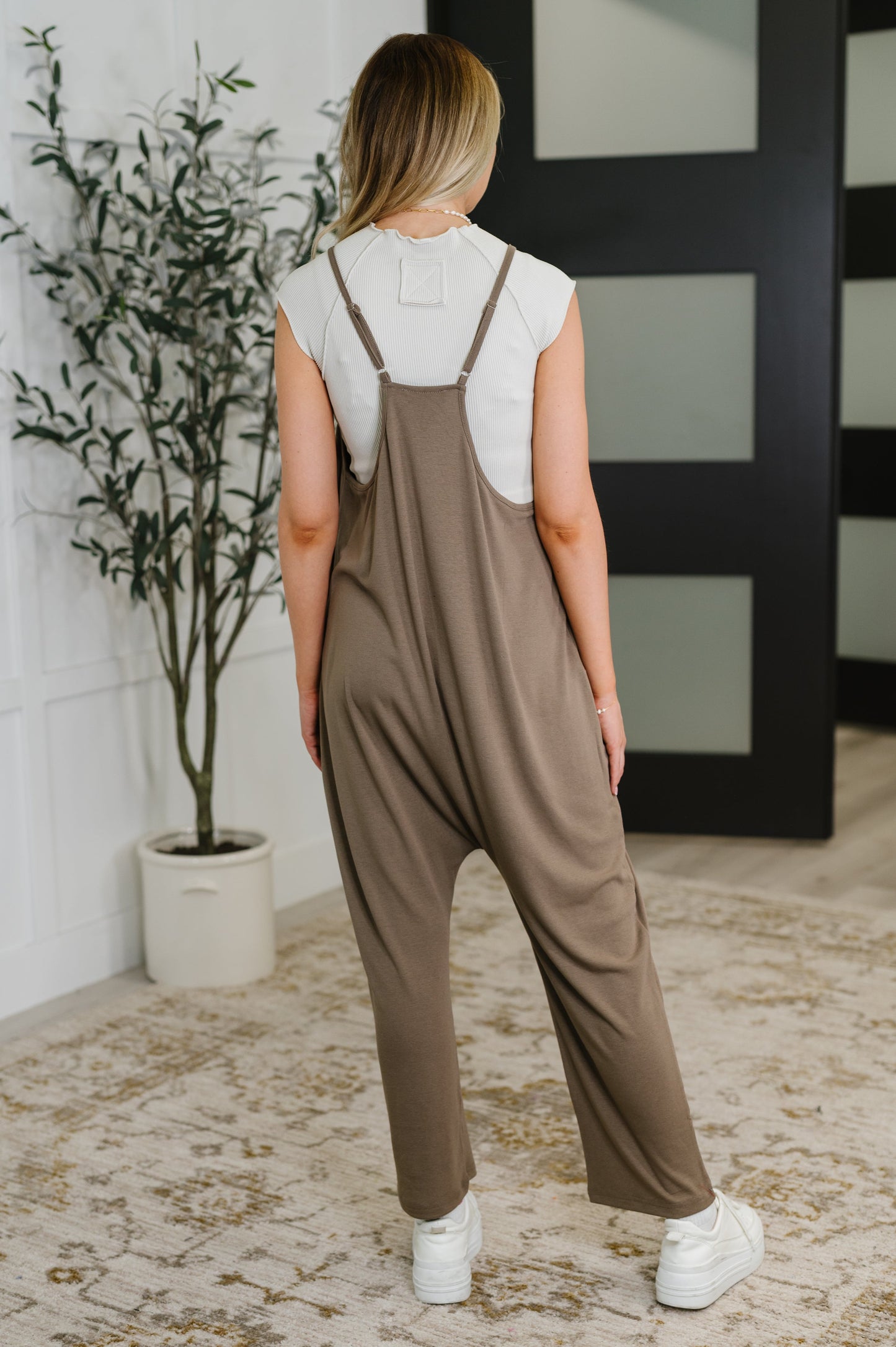 Mood Match Relaxed Spaghetti Strap Jumpsuit in Mocha - Southern Divas Boutique
