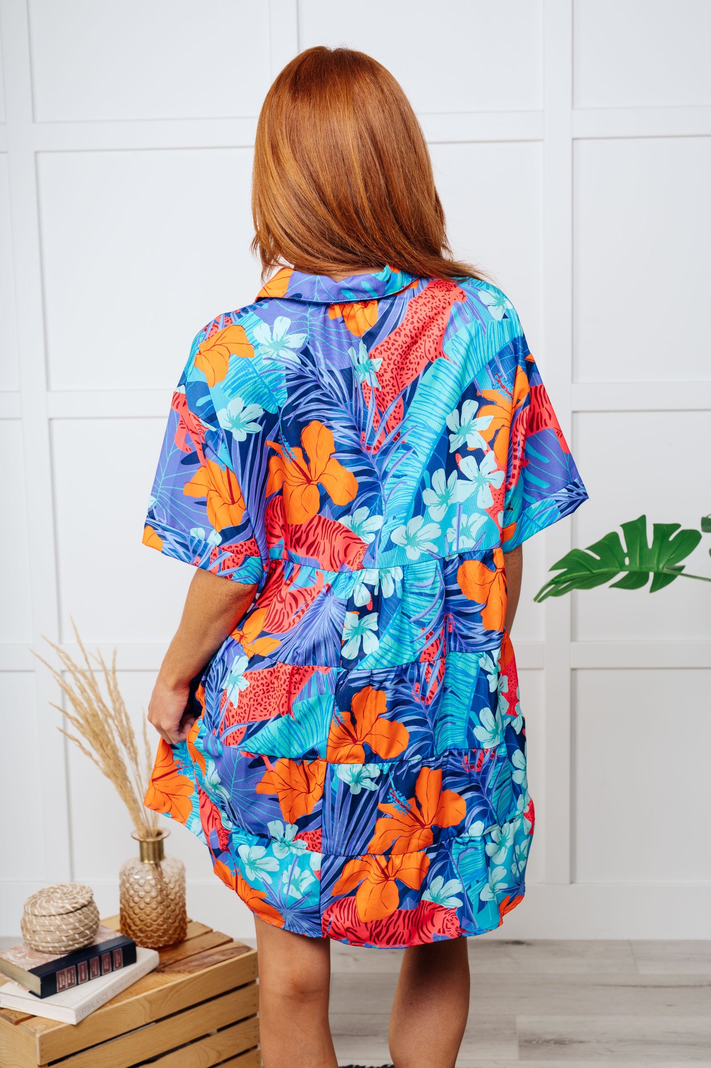 Mother Nature's Recipes Collared Dress in Blue - Southern Divas Boutique