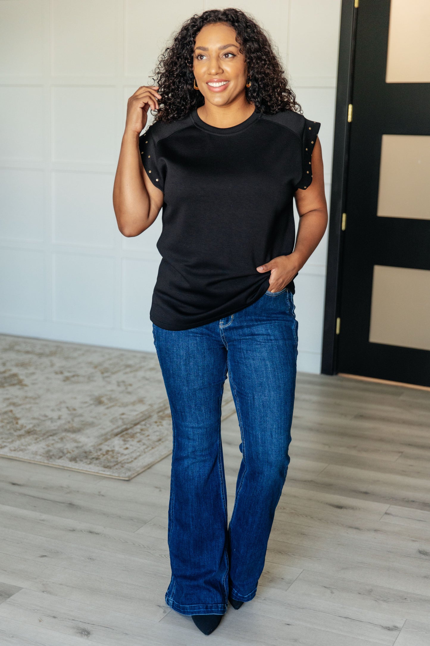 My Domain Studded Cap Sleeve Top - Southern Divas Boutique