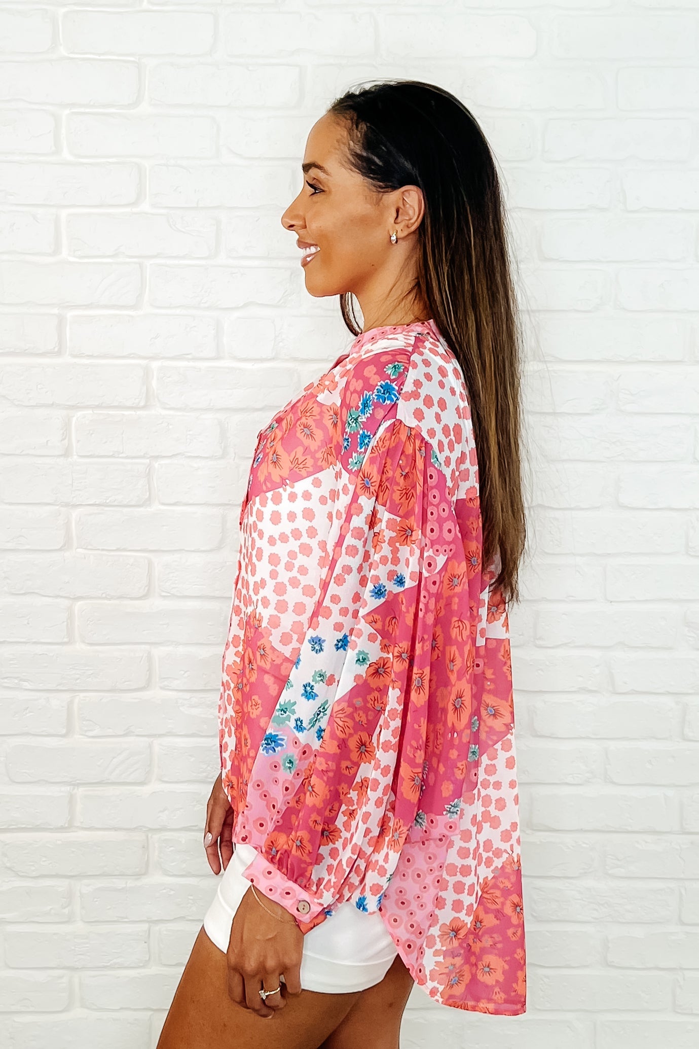 No Hesitation Mixed Print Blouse - Southern Divas Boutique