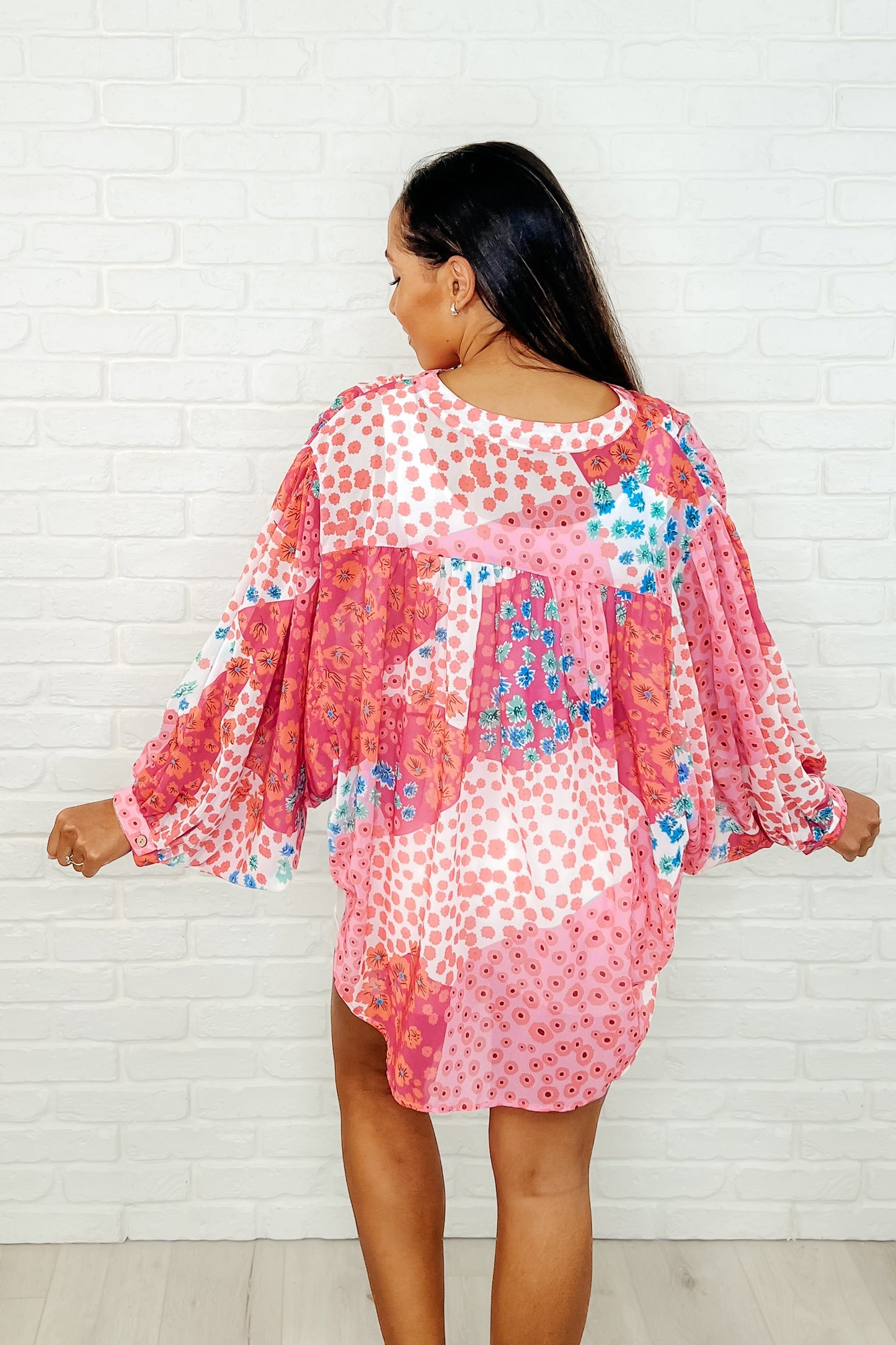 No Hesitation Mixed Print Blouse - Southern Divas Boutique