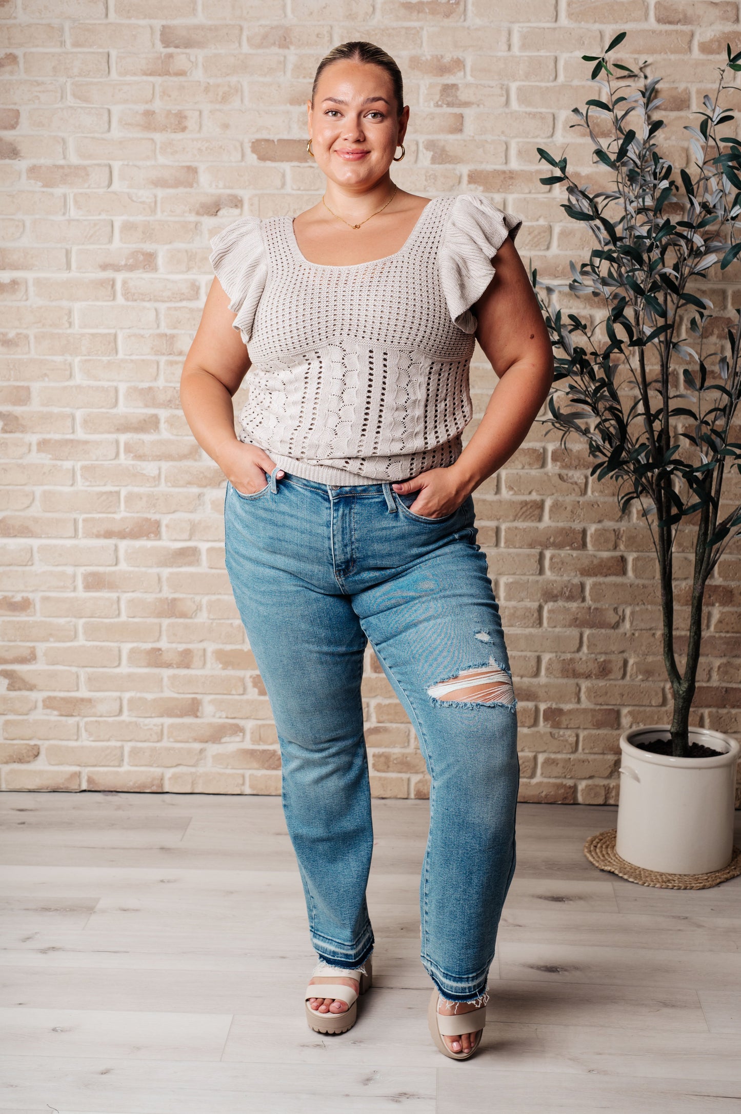 No One Knows Pointelle Knit Top - Southern Divas Boutique