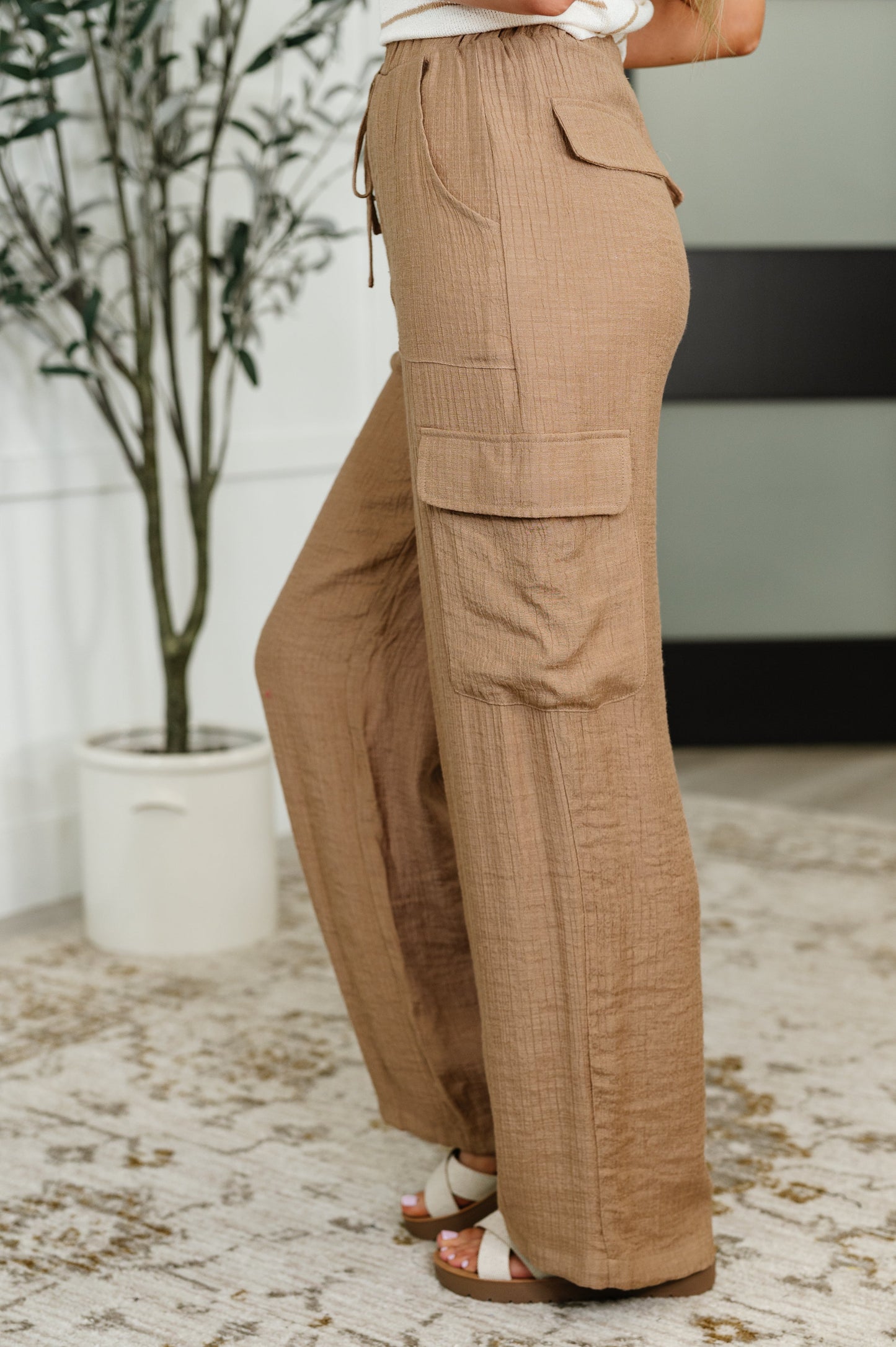 Off Duty Straight Leg Cargo Pants in Tan - Southern Divas Boutique