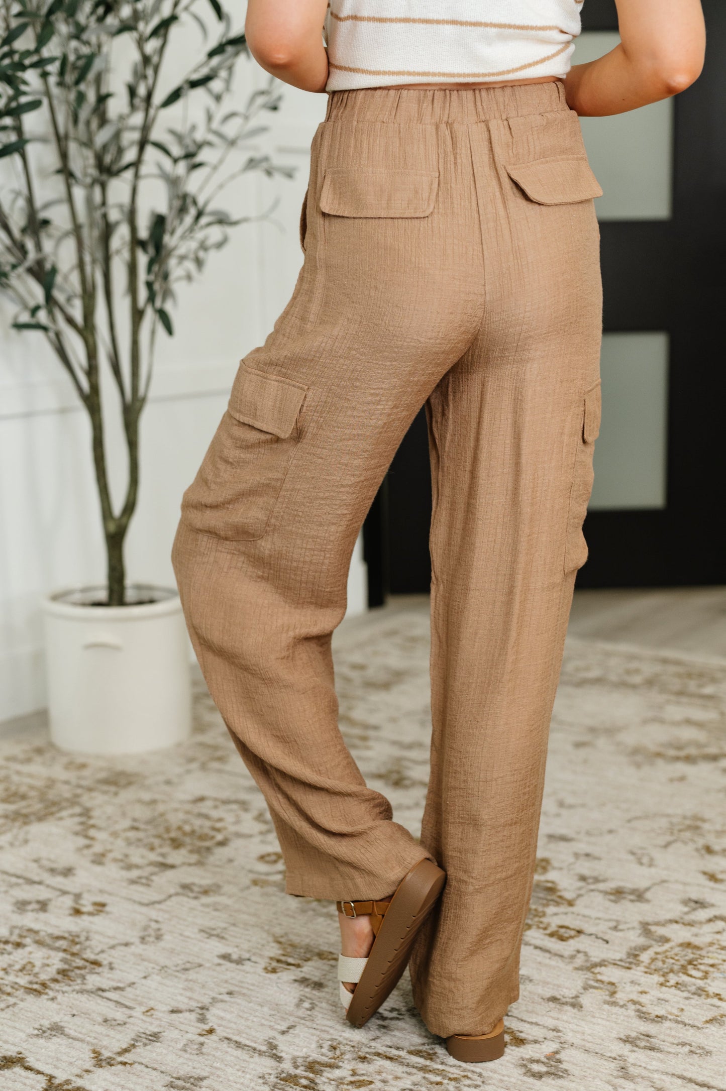 Off Duty Straight Leg Cargo Pants in Tan - Southern Divas Boutique