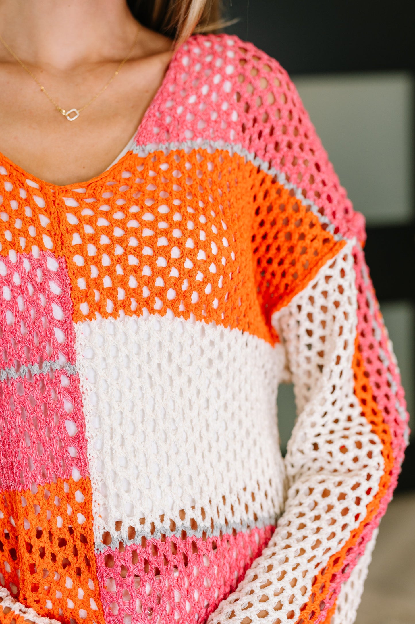Off the Grid Net Color Block Layering Top - Southern Divas Boutique