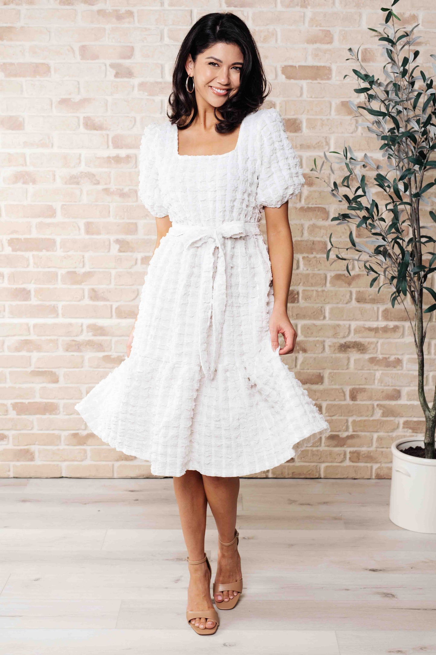 On Cloud Nine Bubble Midi Dress - Southern Divas Boutique