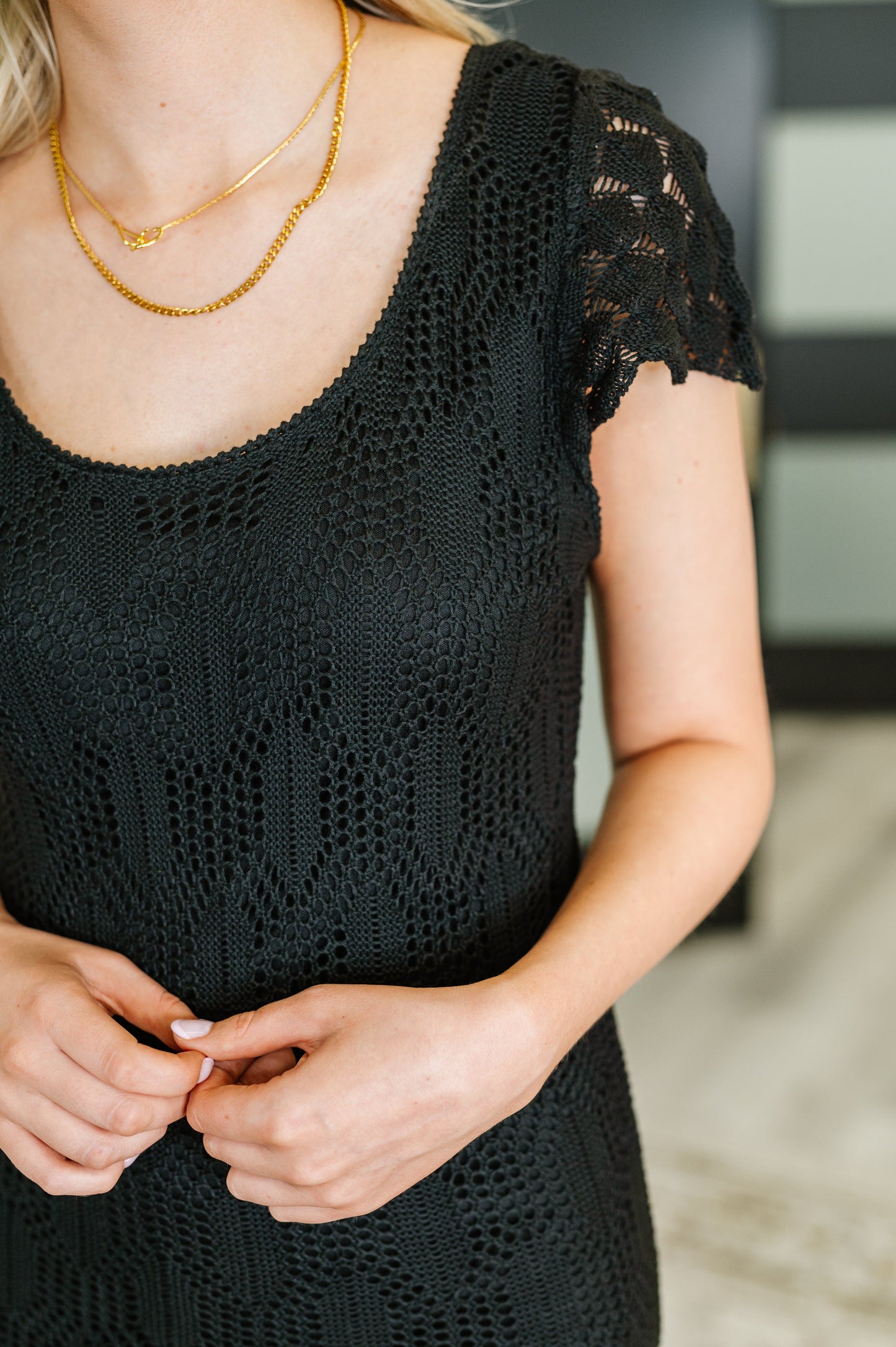 On the Town Lace Scoop Neck Dress in Black - Southern Divas Boutique