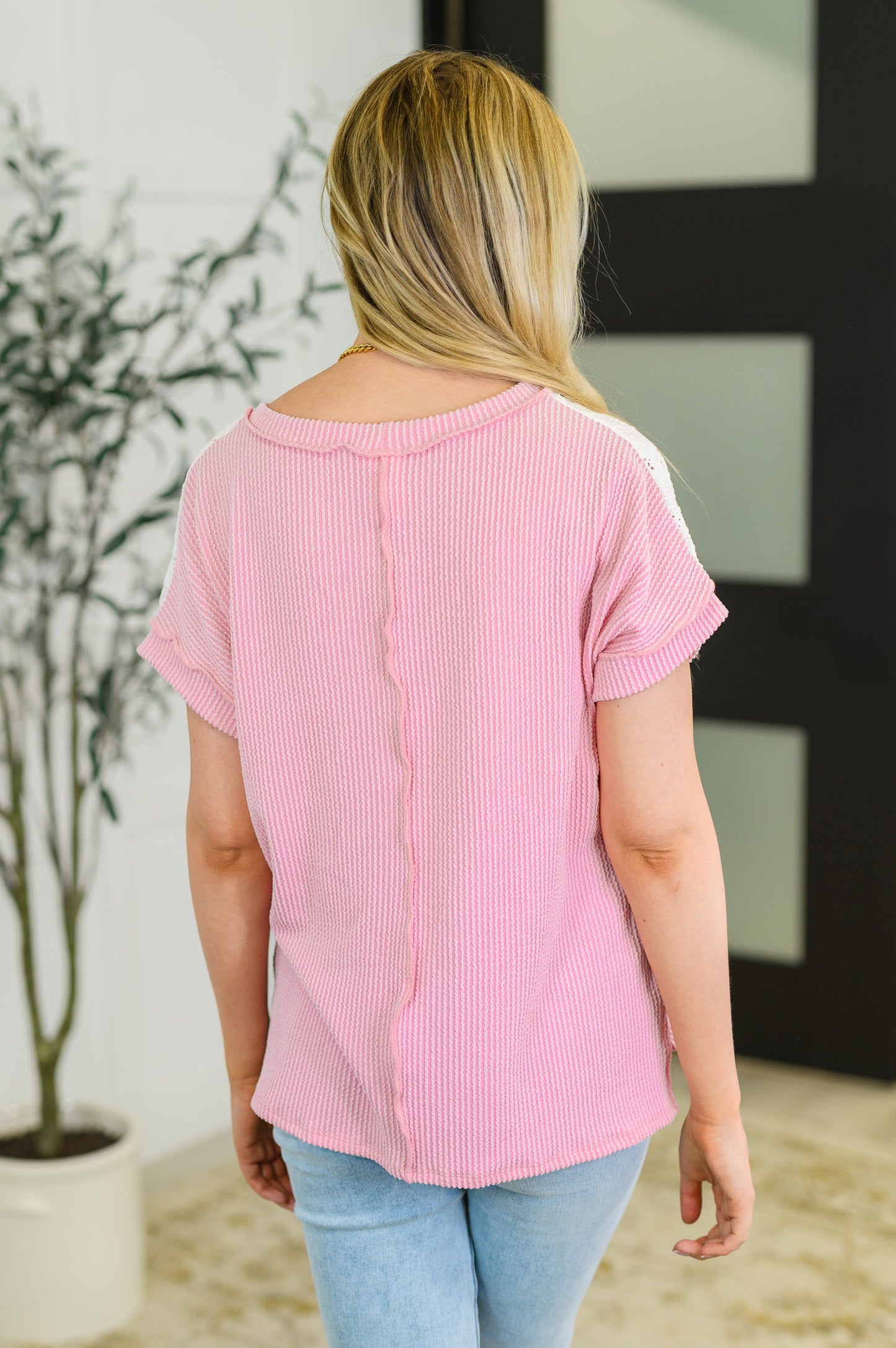 Parlour Picnic Color Block Knit Top in Pink - Southern Divas Boutique