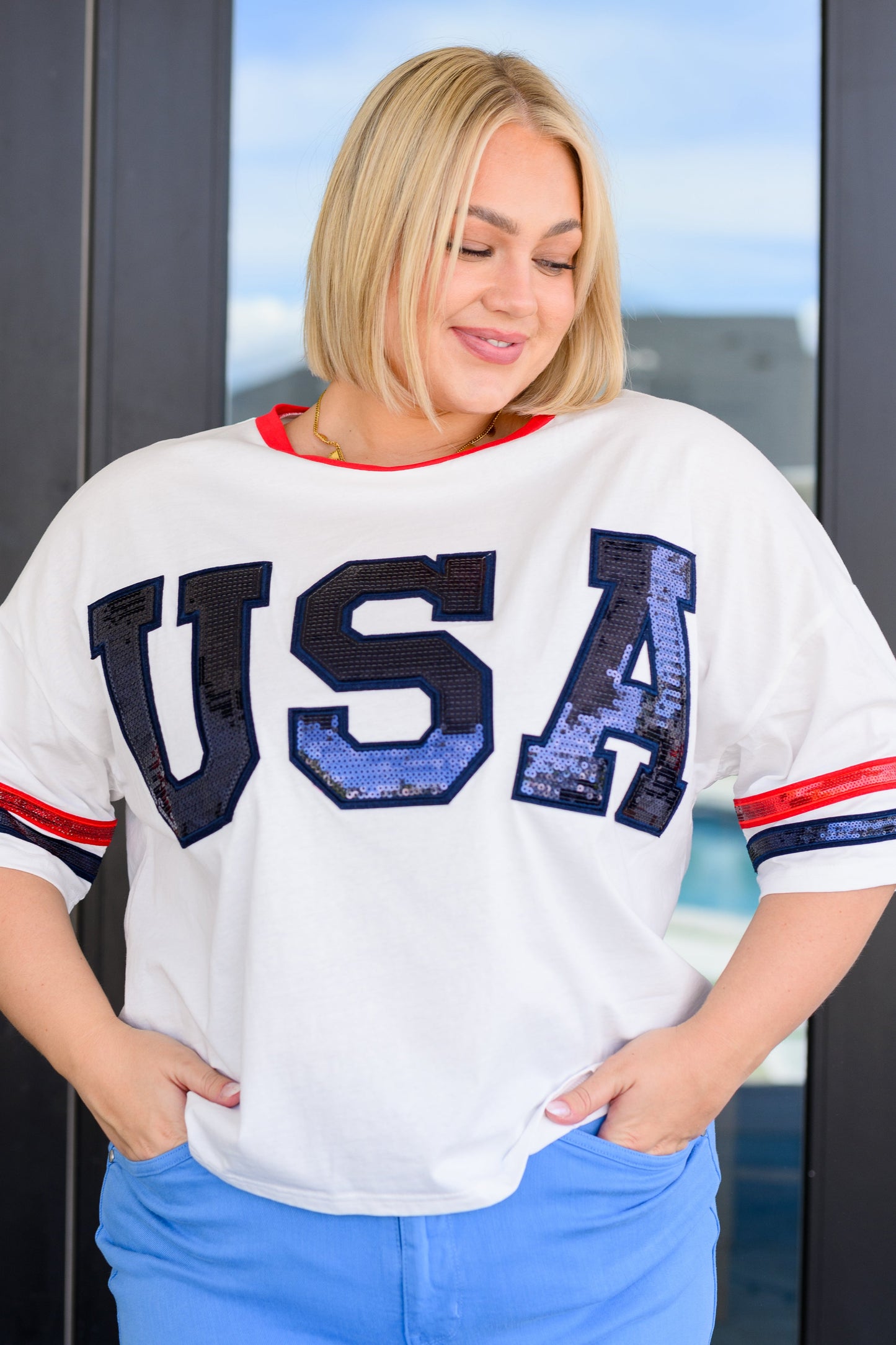 Party In The USA Drop Shoulder Top - Southern Divas Boutique