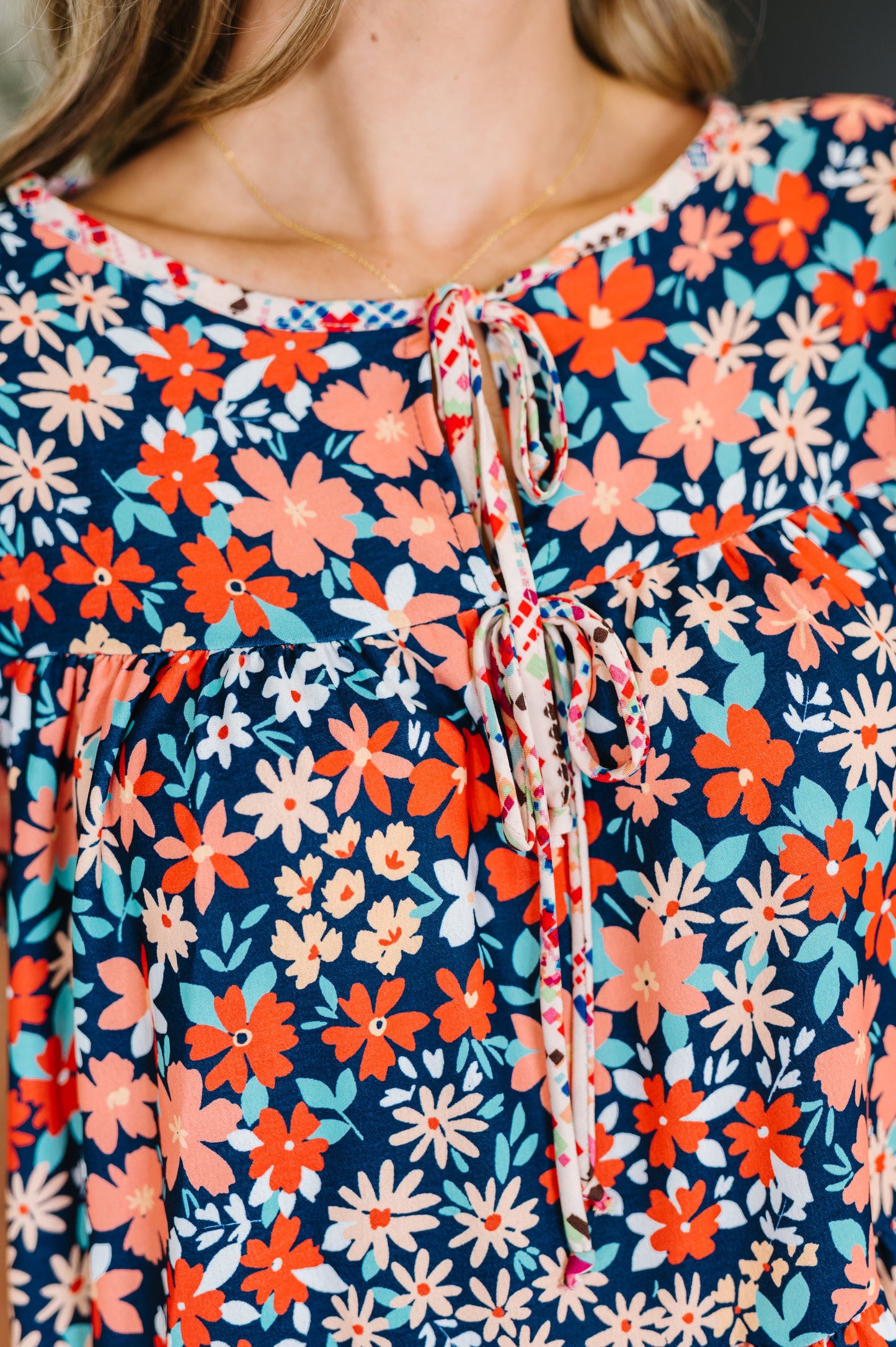 Petal to the Metal Flutter Sleeve Dress in Navy/Coral - Southern Divas Boutique