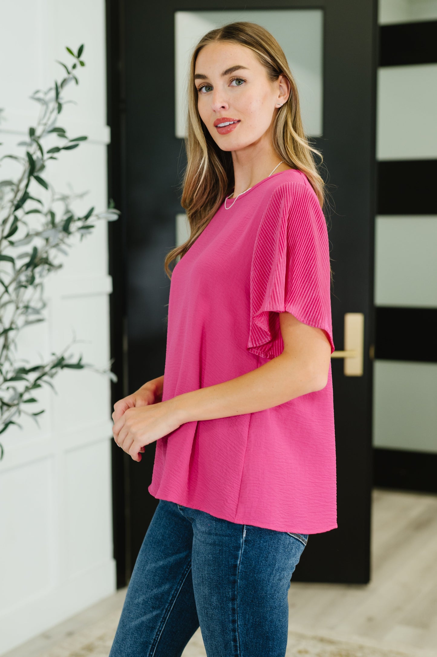 Pink and Perfect Ruffle Sleeve Top - Southern Divas Boutique