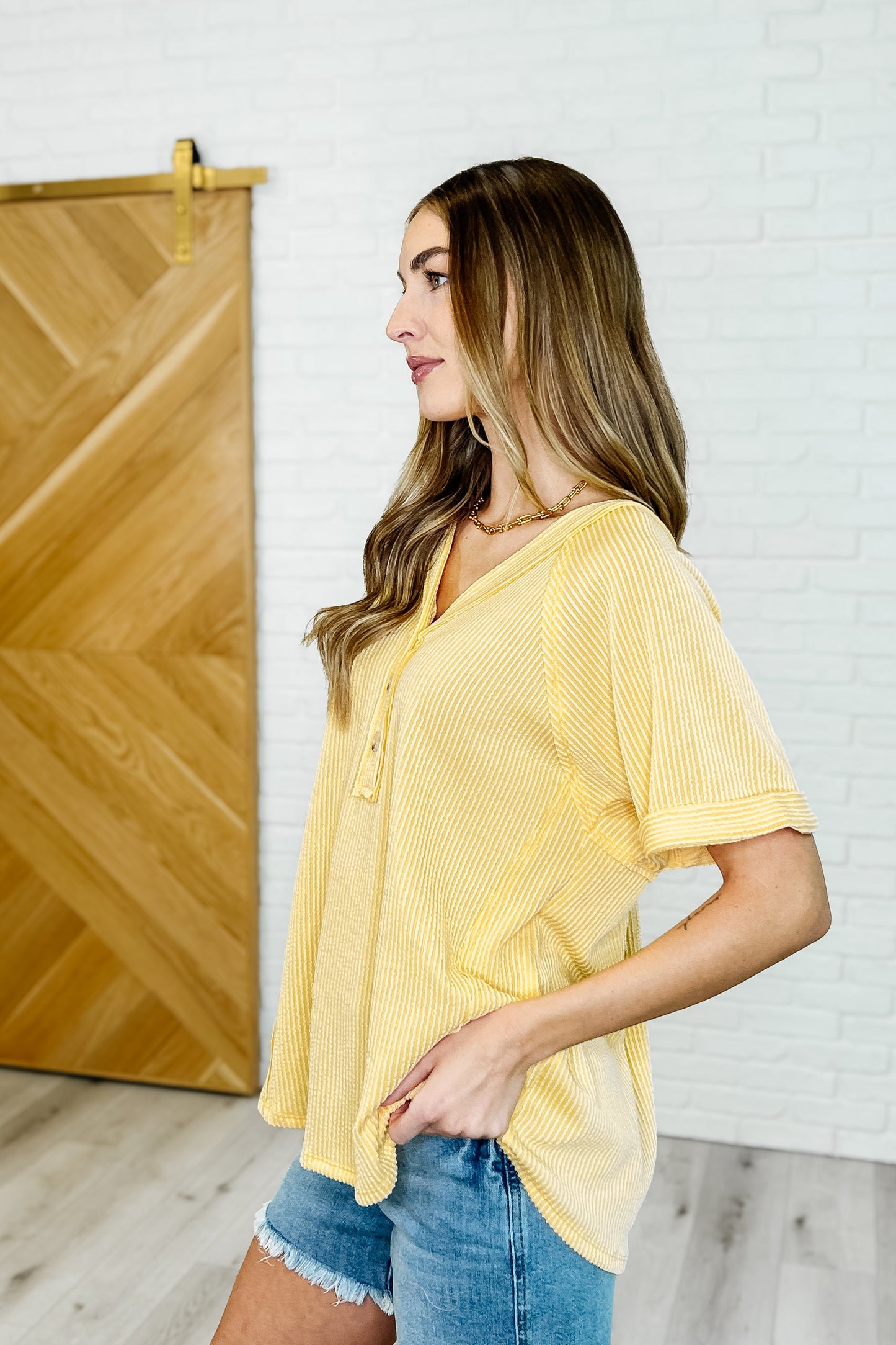 Plain and Sassy V-Neck Tee in Lemonade - Southern Divas Boutique