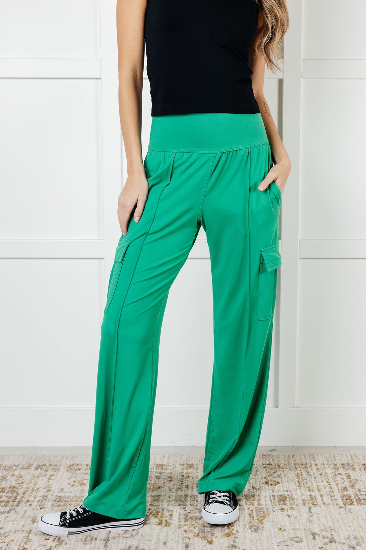 Race to Relax Cargo Pants in Emerald Green - Southern Divas Boutique