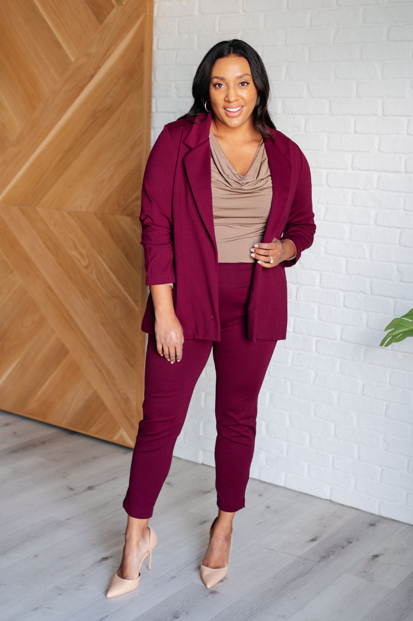 Magic Ankle Crop Skinny Pants in Wine - Southern Divas Boutique