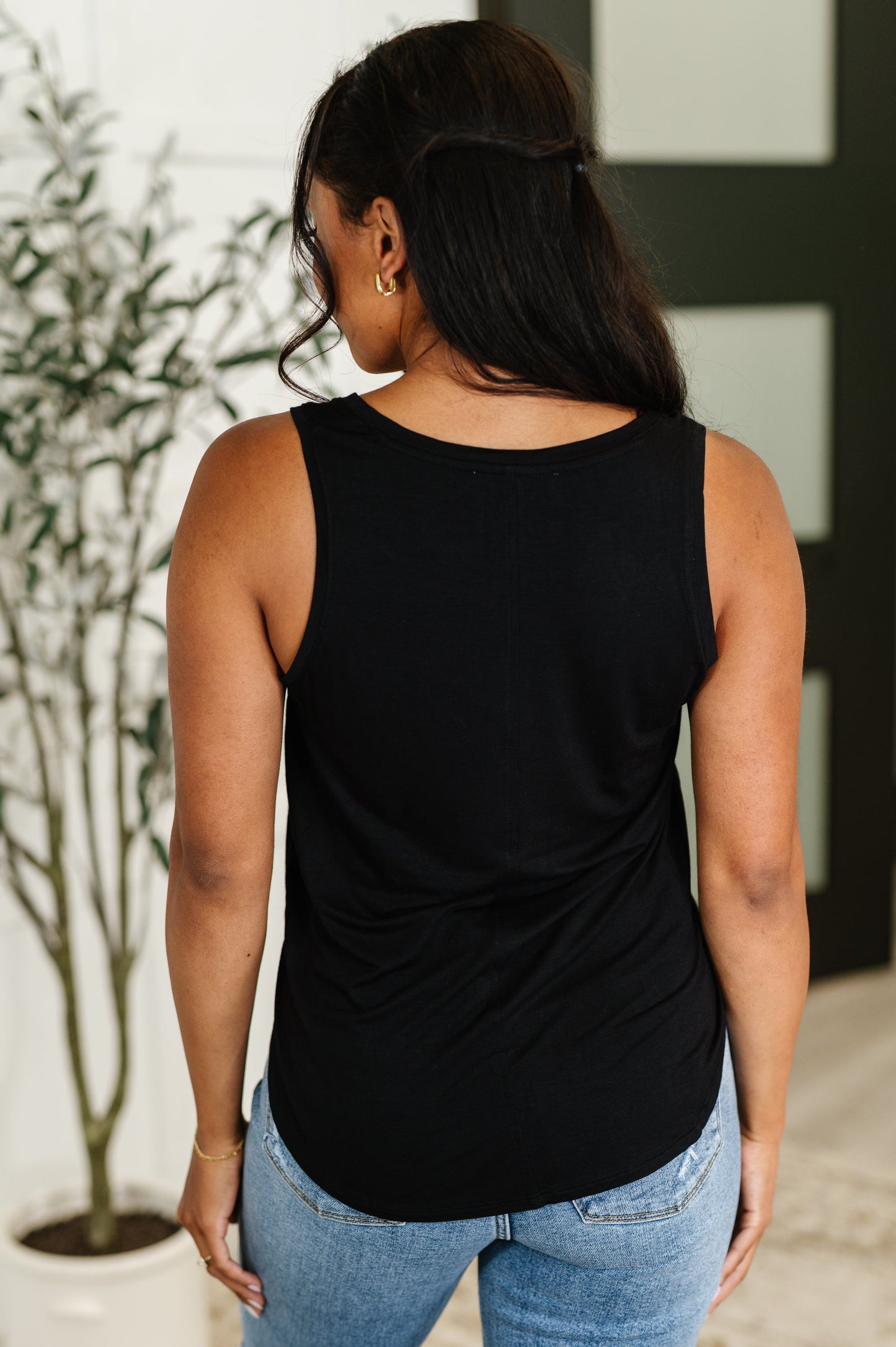 Simpler Times Basic V-Neck Tank in Black - Southern Divas Boutique