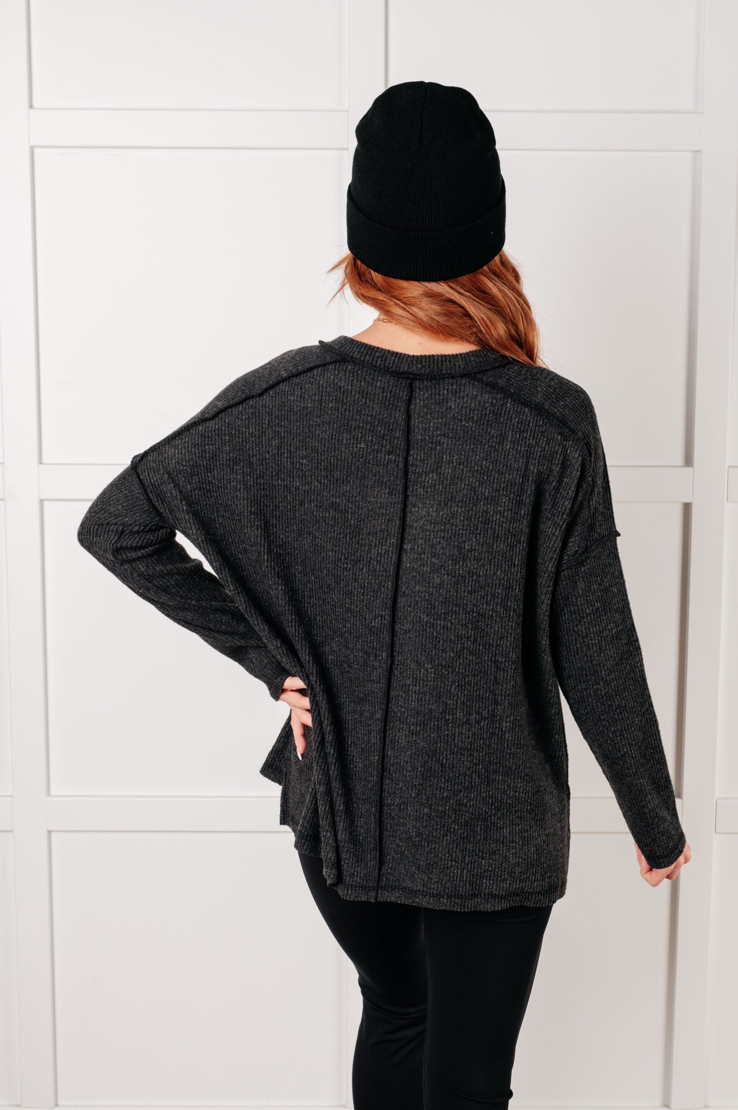 Simply Basic Ribbed Hacci Sweater in Black - Southern Divas Boutique