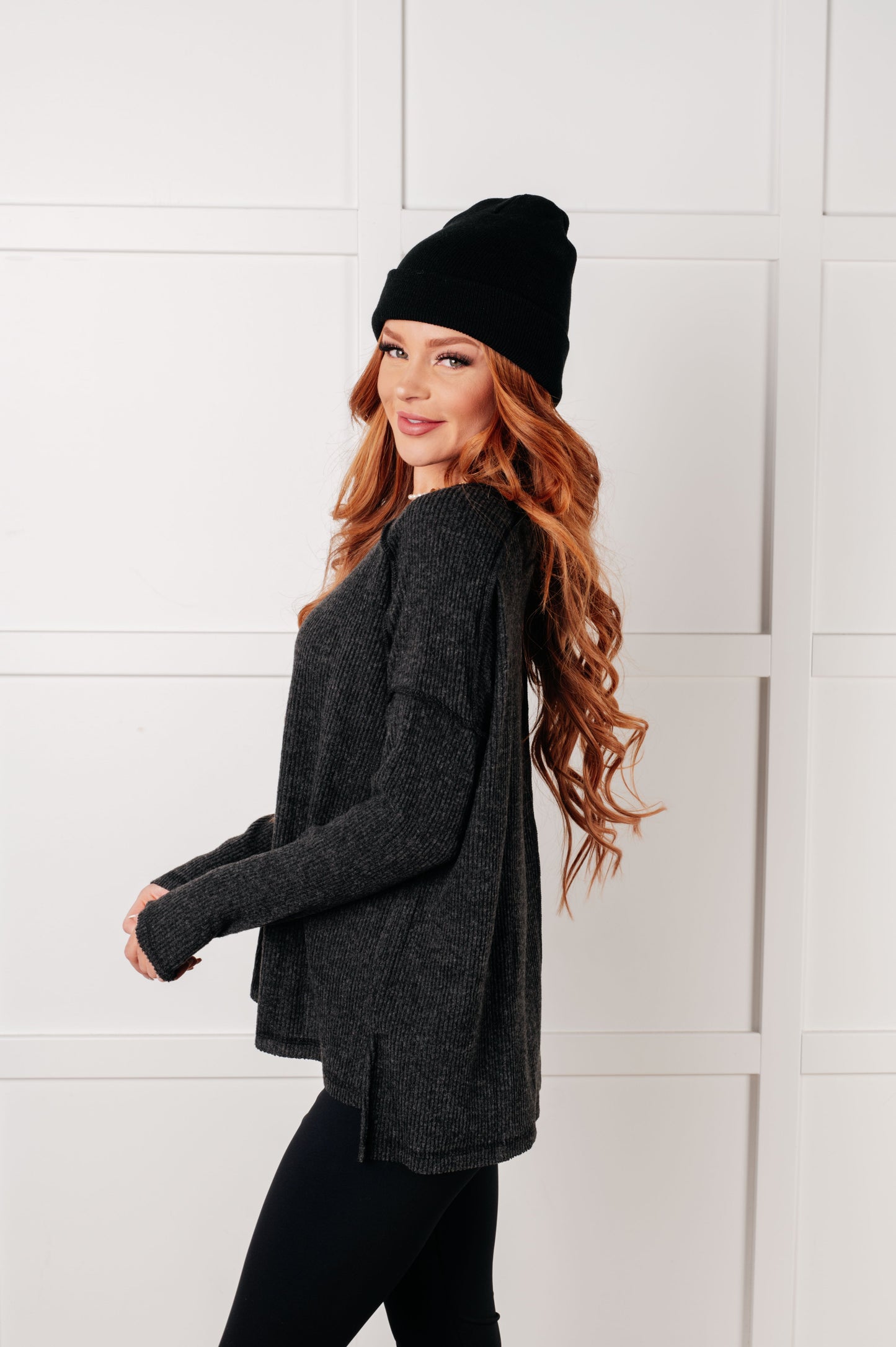 Simply Basic Ribbed Hacci Sweater in Black - Southern Divas Boutique