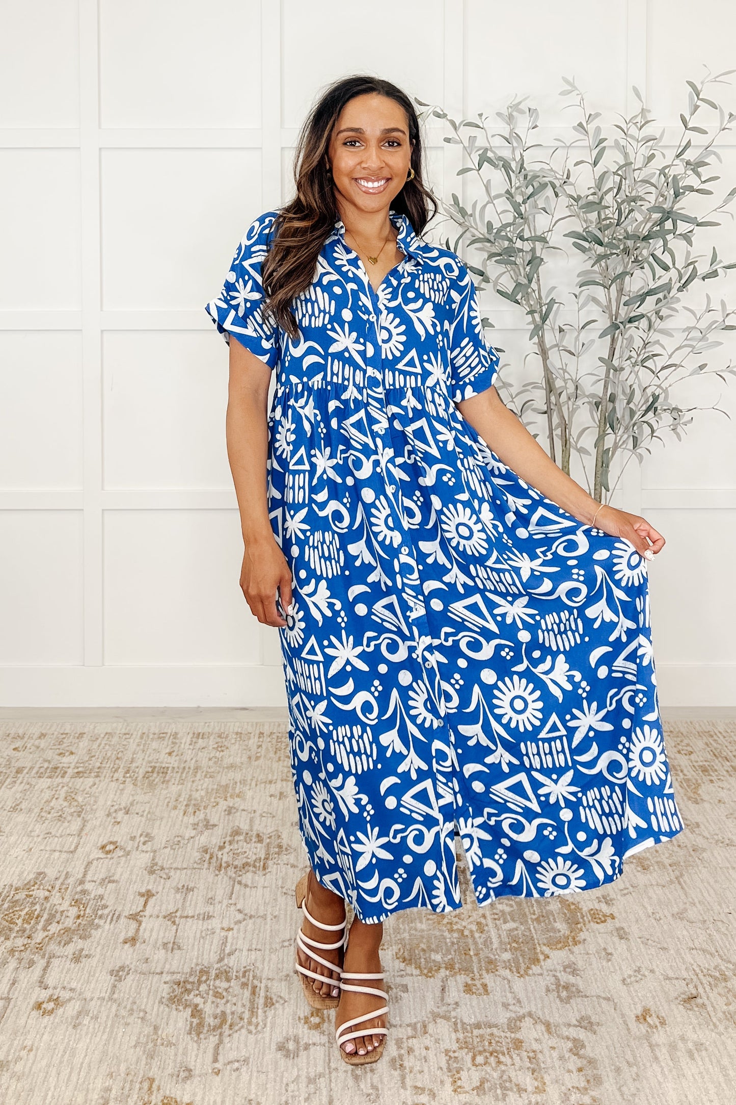 Soft Sonata V-Neck Dress in Blue - Southern Divas Boutique
