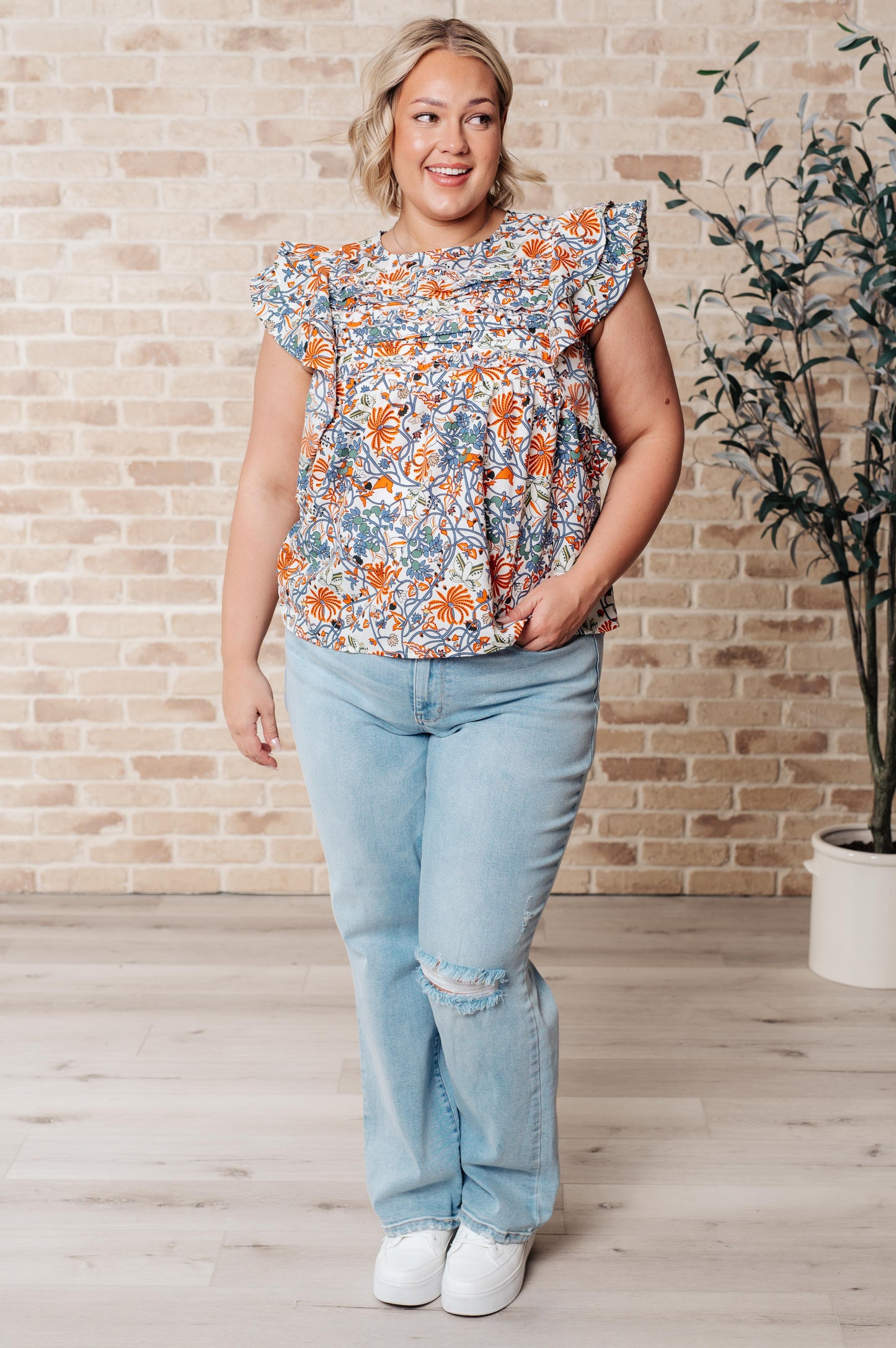 Something Peaceful Flutter Sleeve Blouse - Southern Divas Boutique