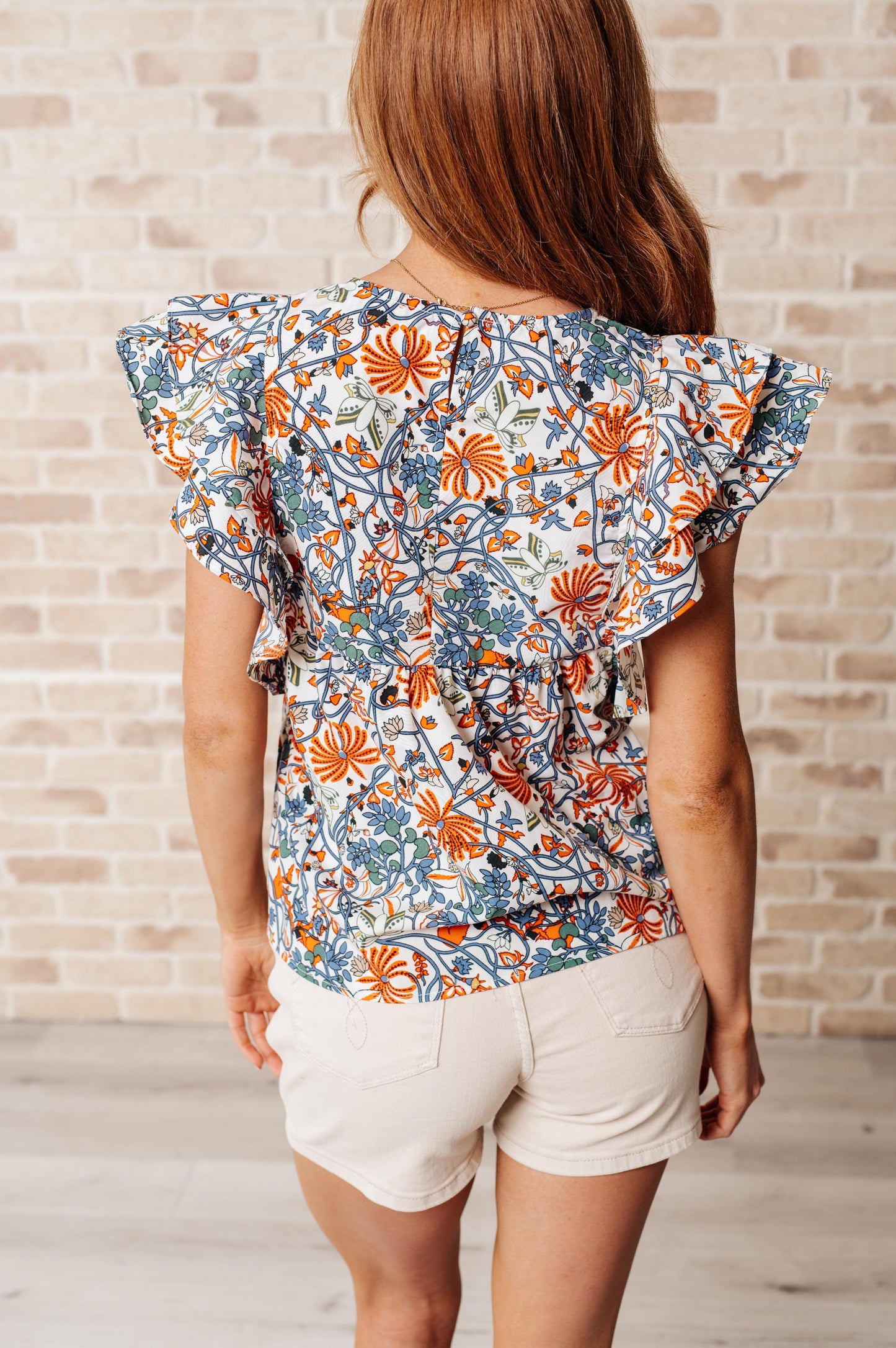 Something Peaceful Flutter Sleeve Blouse - Southern Divas Boutique
