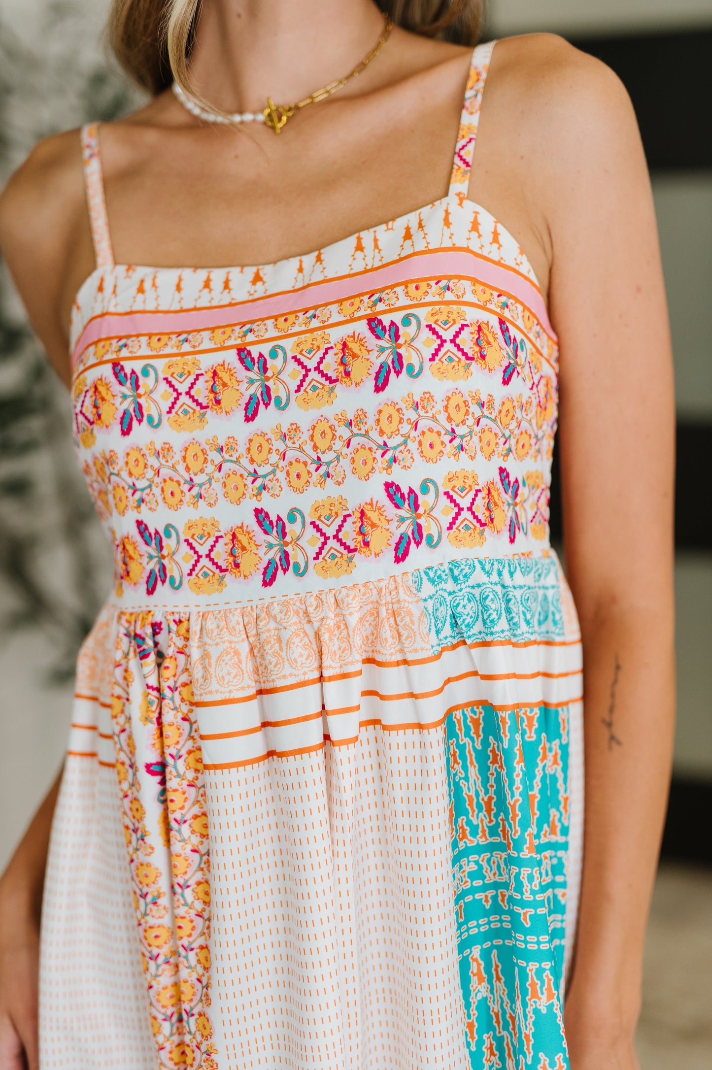 PREORDER: Spaghetti Strap Boho Print Dress - Southern Divas Boutique