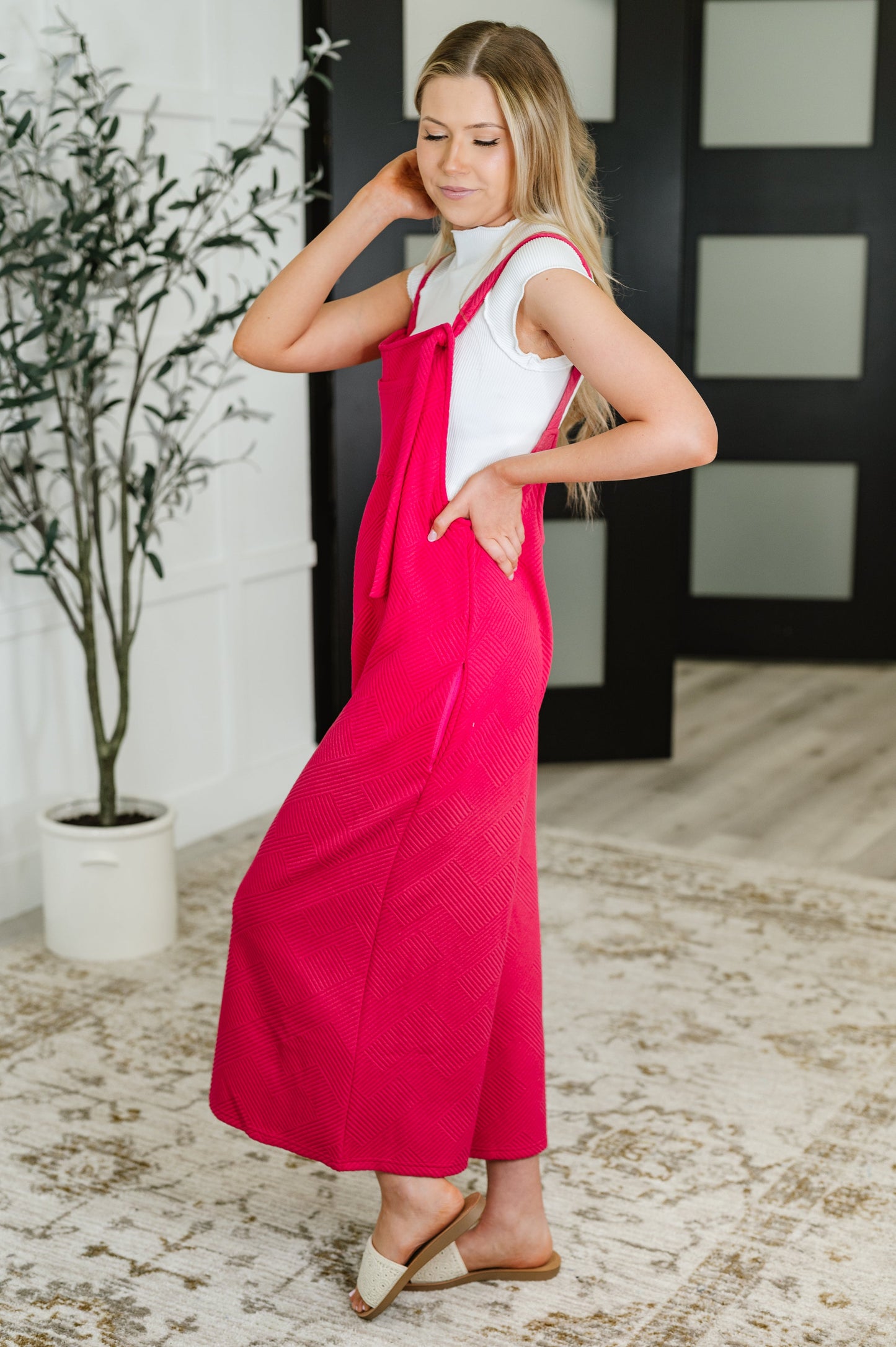 Suit Yourself Adjustable Strap Jumpsuit in Pink - Southern Divas Boutique