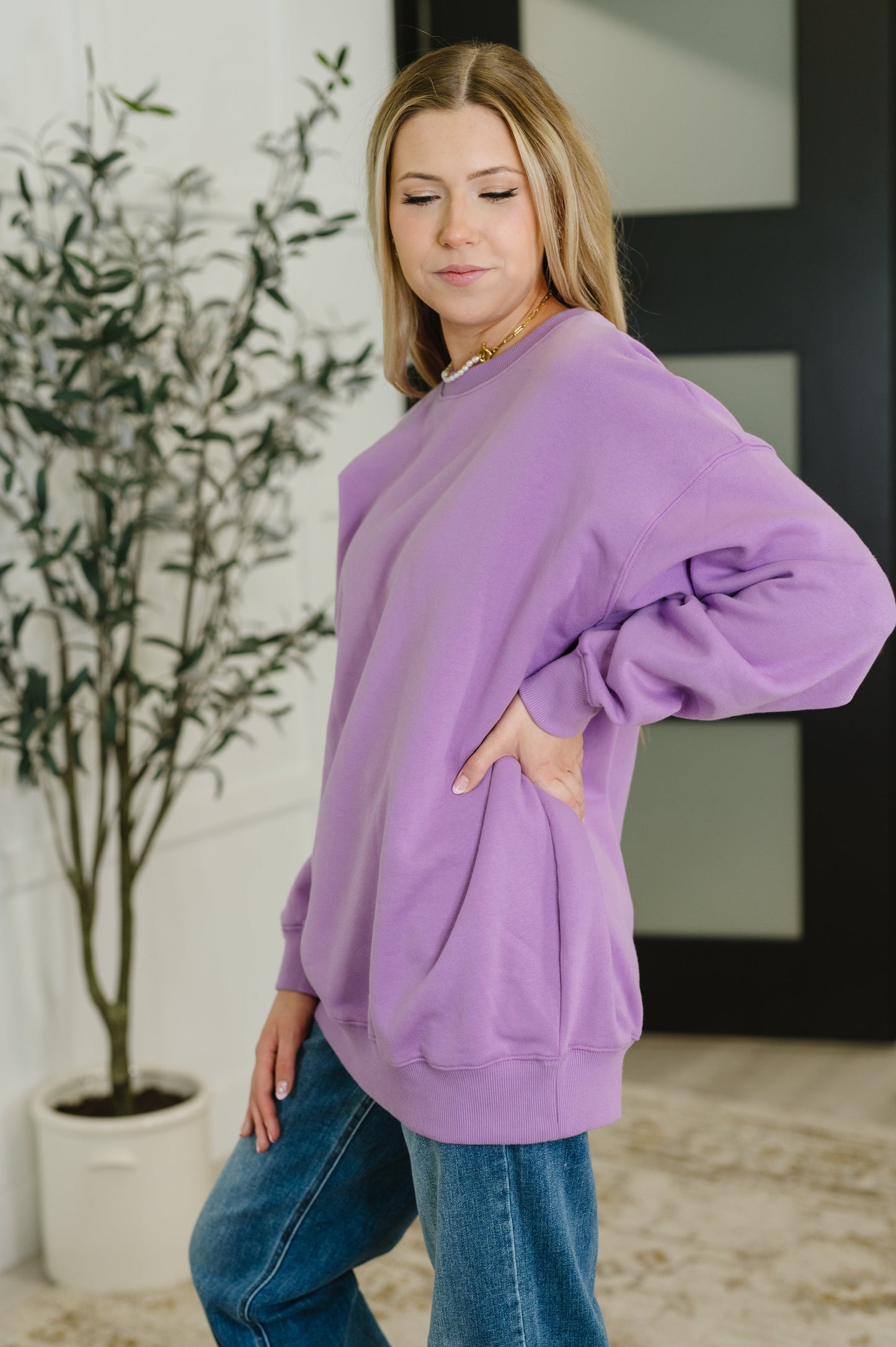 Sunday Snug Relaxed Pullover in Lavender - Southern Divas Boutique