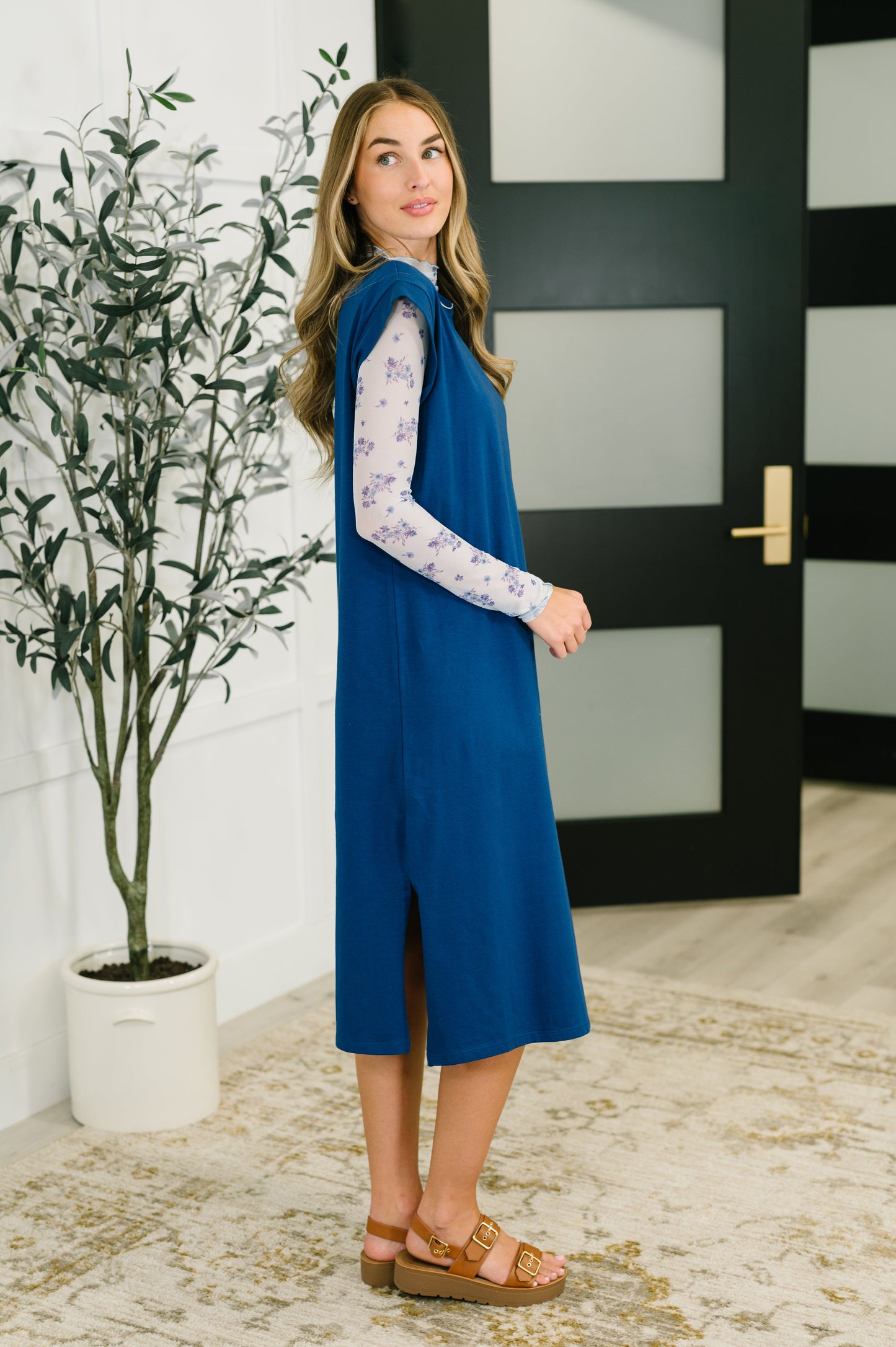 Sweet Like That Casual Dress in Light Navy - Southern Divas Boutique