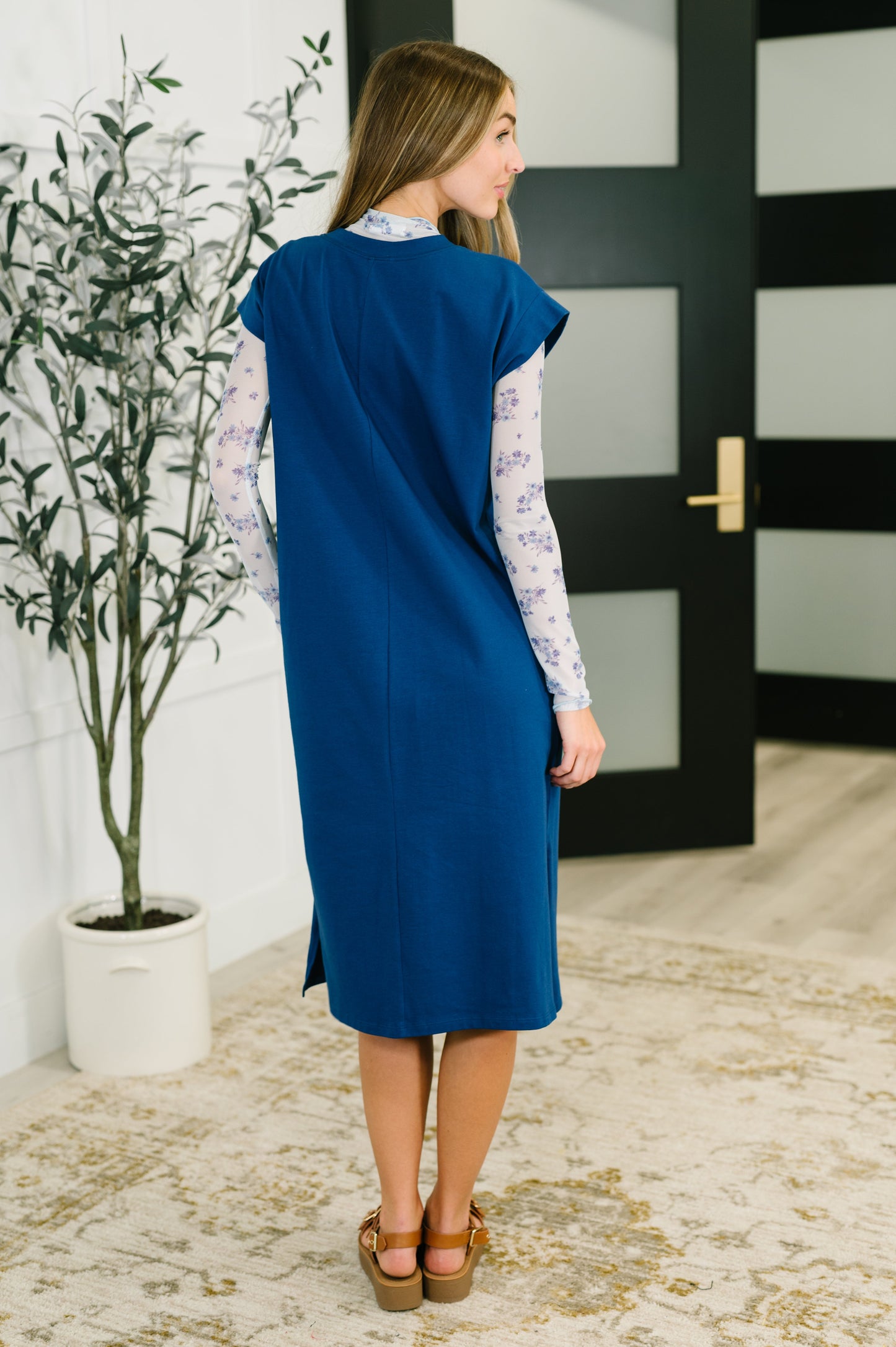 Sweet Like That Casual Dress in Light Navy - Southern Divas Boutique