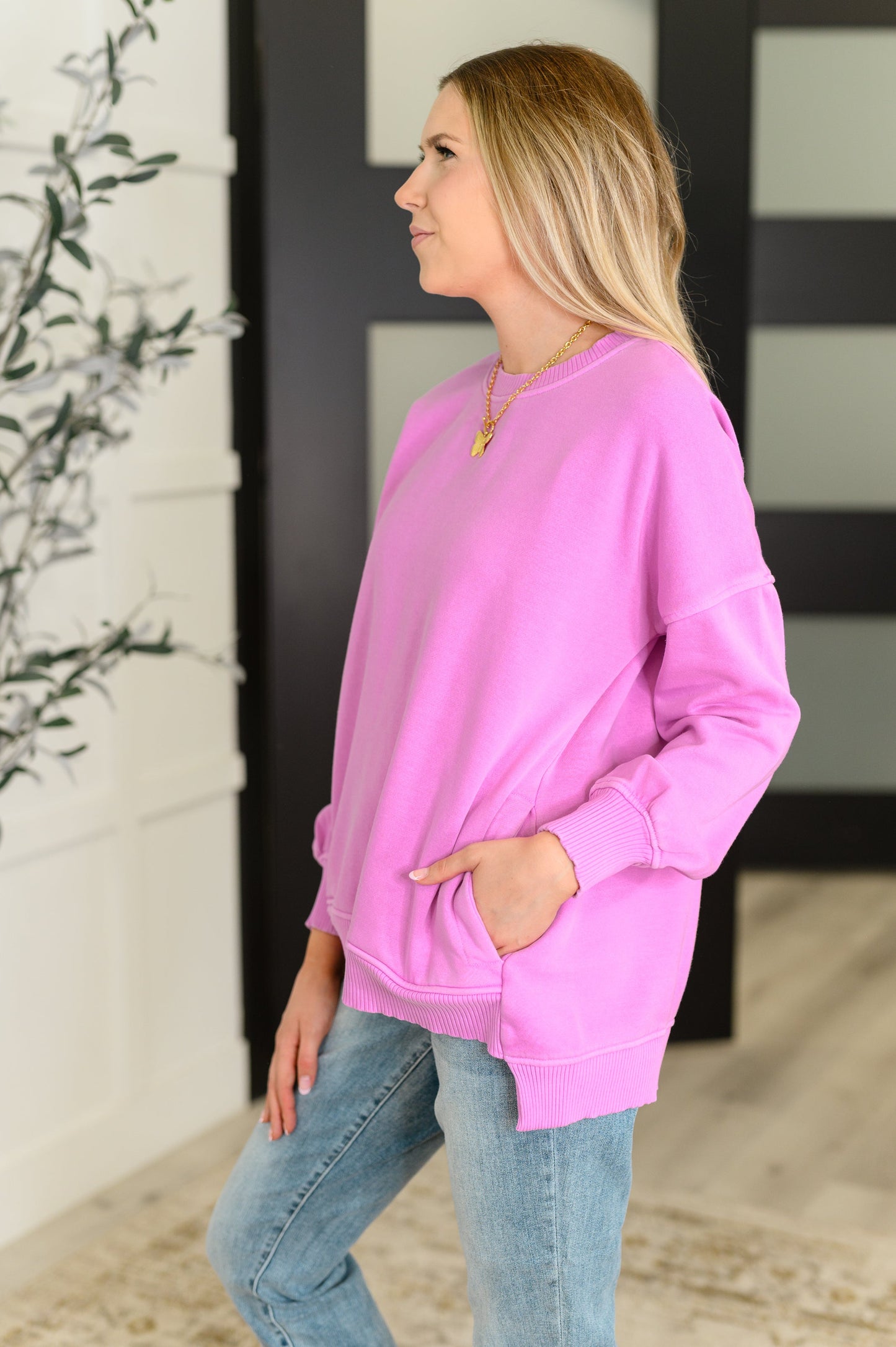 Talk Cozy to Me Stepped Hem Pullover in Bright Mauve - Southern Divas Boutique