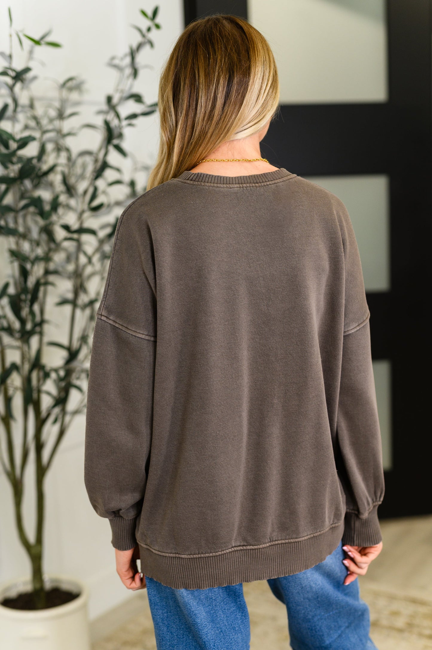 Talk Cozy to Me Stepped Hem Pullover in Brown - Southern Divas Boutique