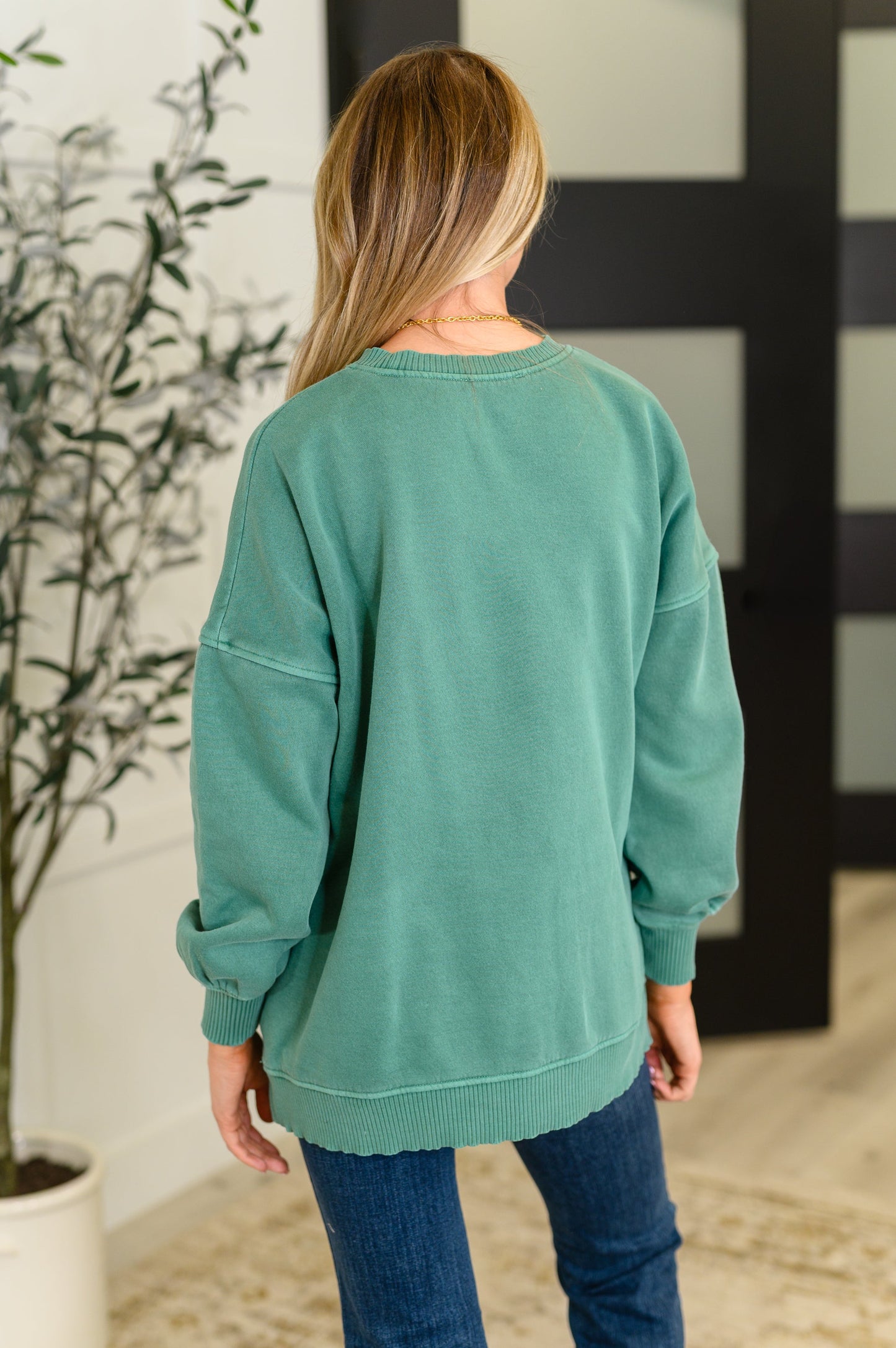 Talk Cozy to Me Stepped Hem Pullover in Dark Green - Southern Divas Boutique