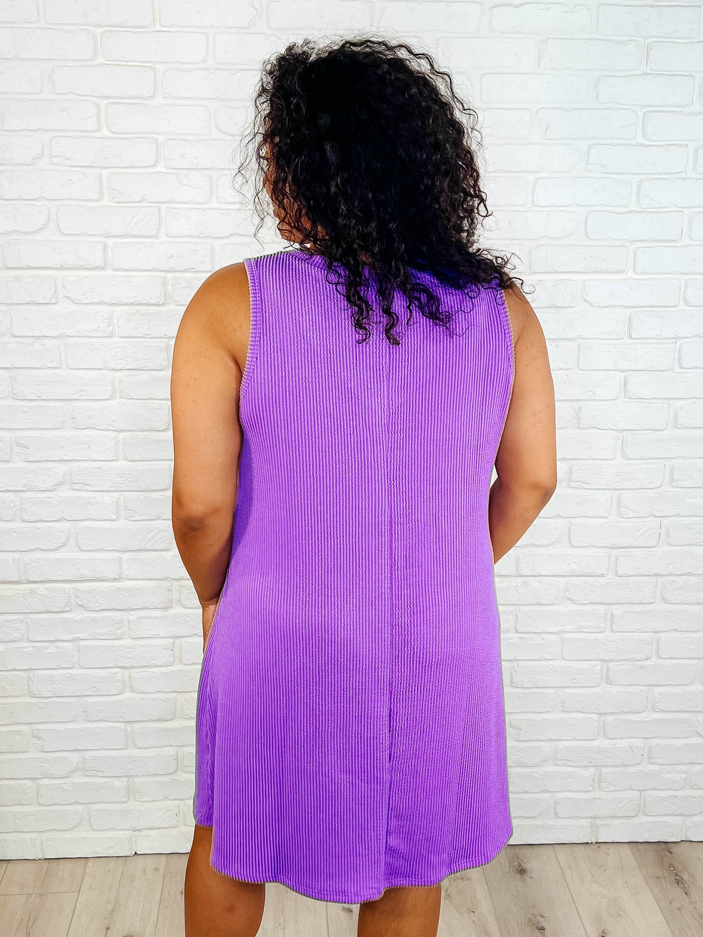 The Power I Hold V-Neck Ribbed Knit Dress in Tropical Violet - Southern Divas Boutique