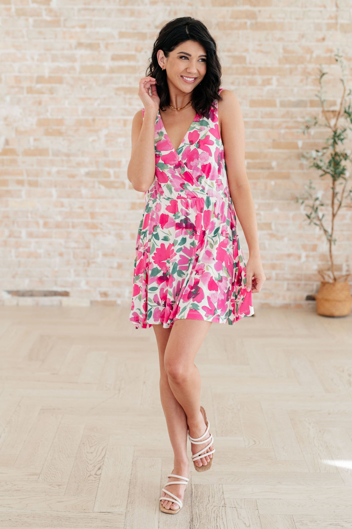The Sun's Been Quite Kind V-Neck Dress in Pink - Southern Divas Boutique