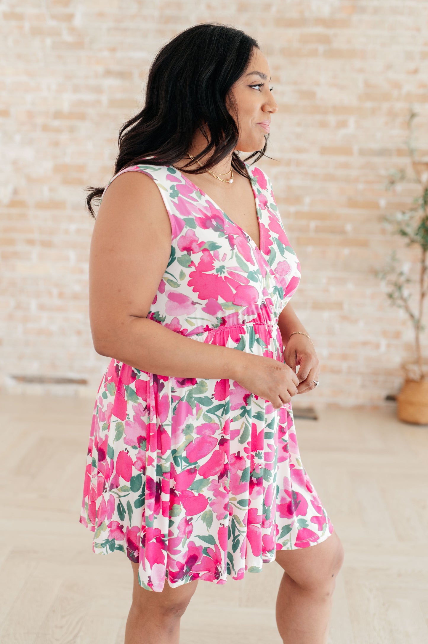 The Sun's Been Quite Kind V-Neck Dress in Pink - Southern Divas Boutique