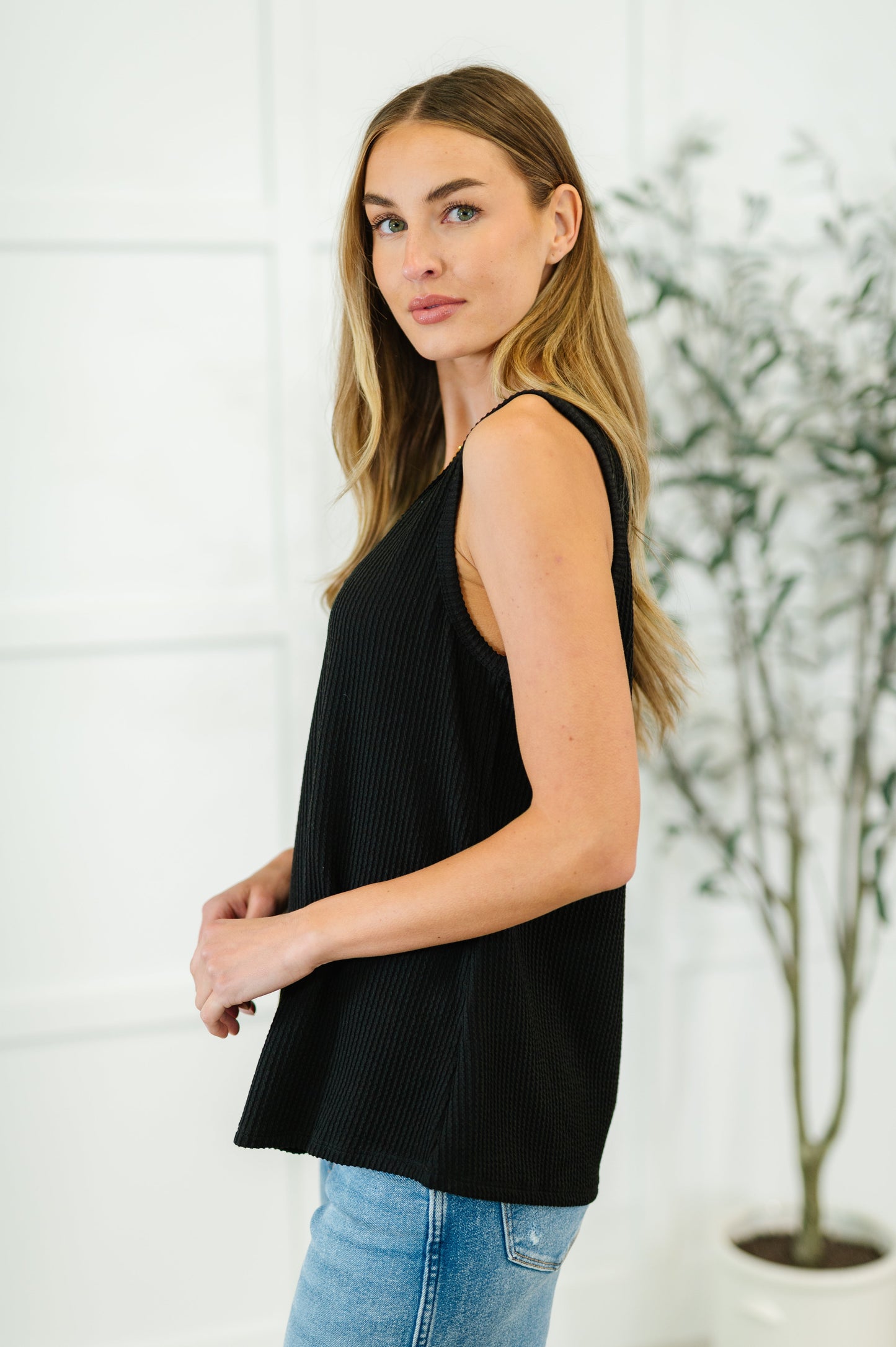 Thread Lightly Ribbed Knit Tank in Black - Southern Divas Boutique