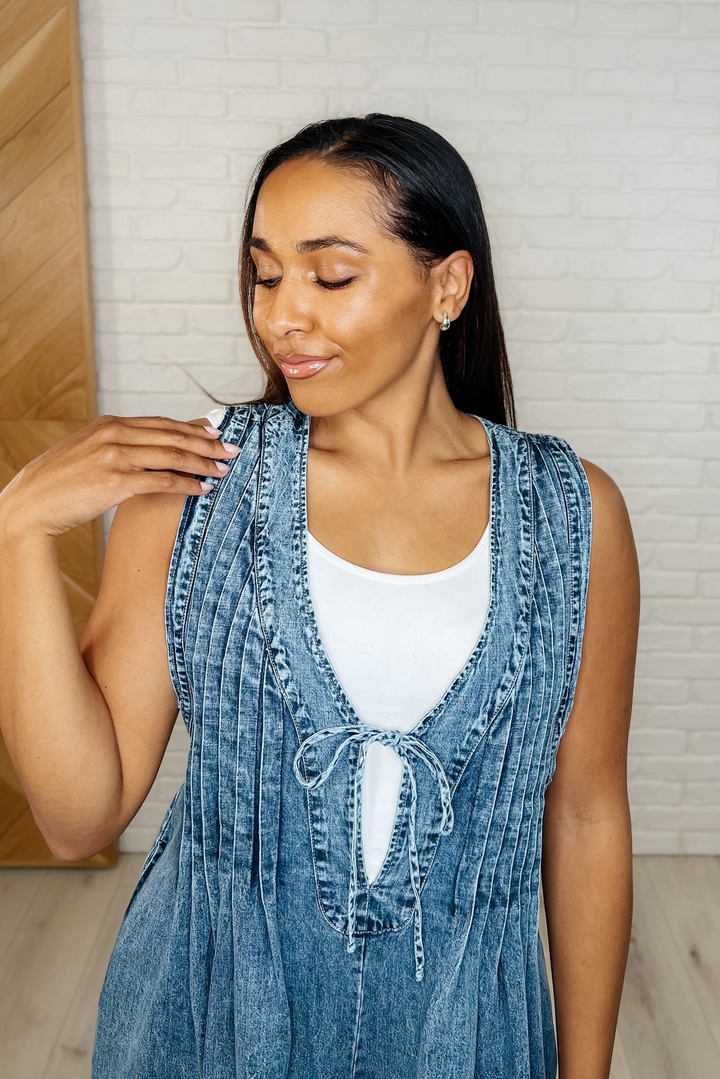 Too Cool For Fools Wide Leg Jumpsuit in Denim - Southern Divas Boutique