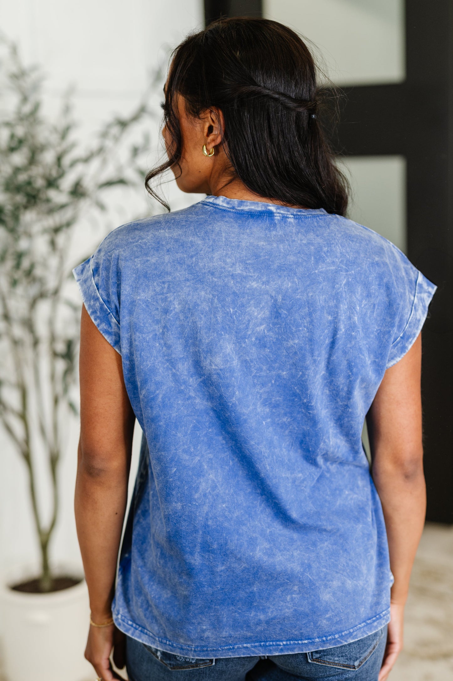 Top That Mineral Wash Tee in Classic Blue - Southern Divas Boutique