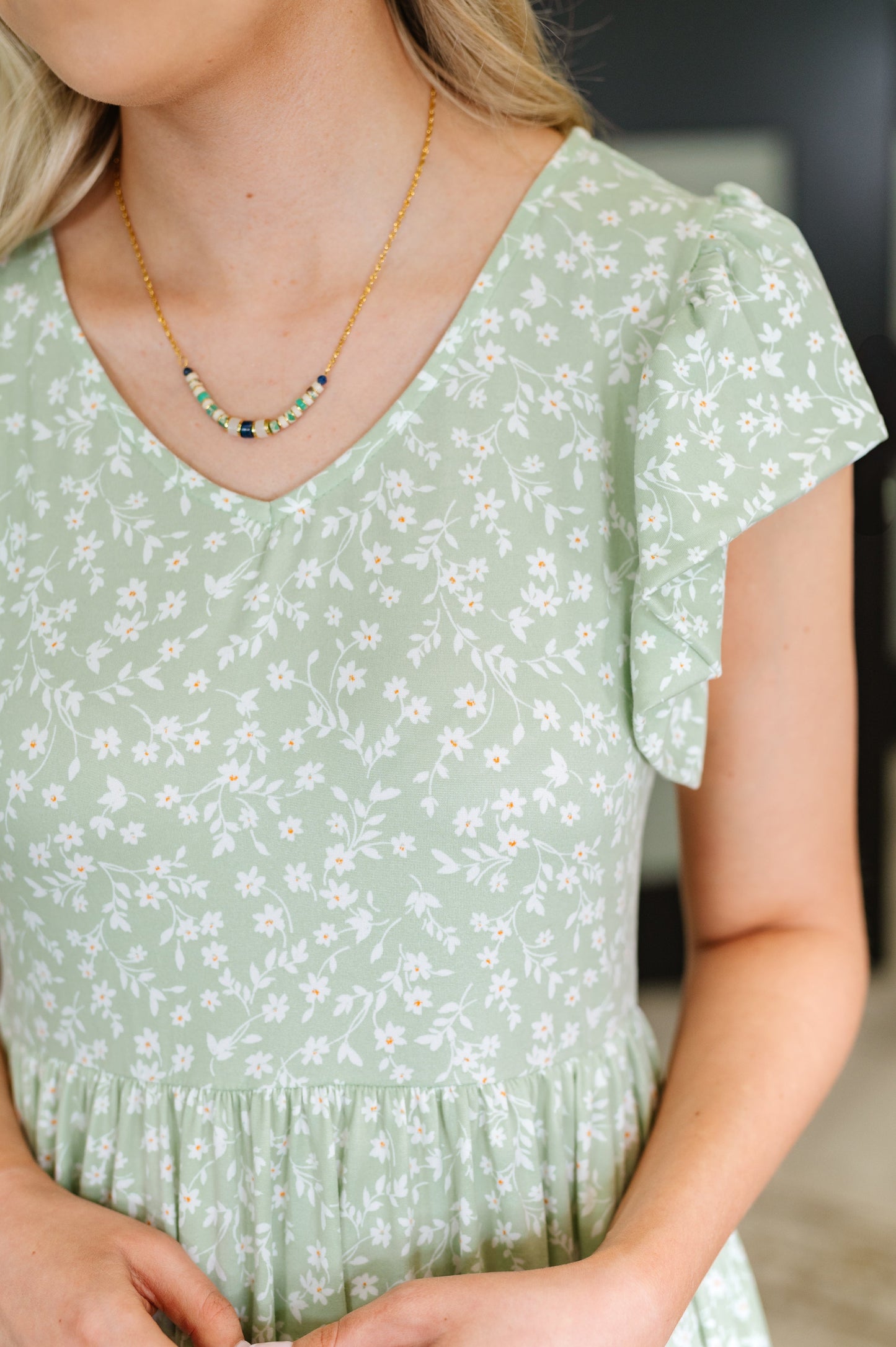 Twirl Me Softly Flutter Sleeve Dress in Sage - Southern Divas Boutique