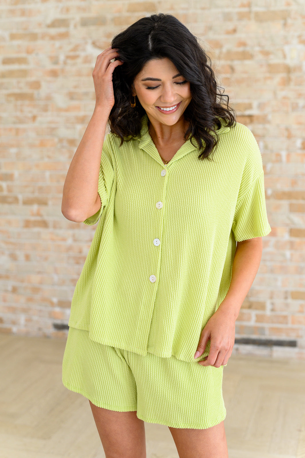Two's Company Ribbed Button Down - Southern Divas Boutique