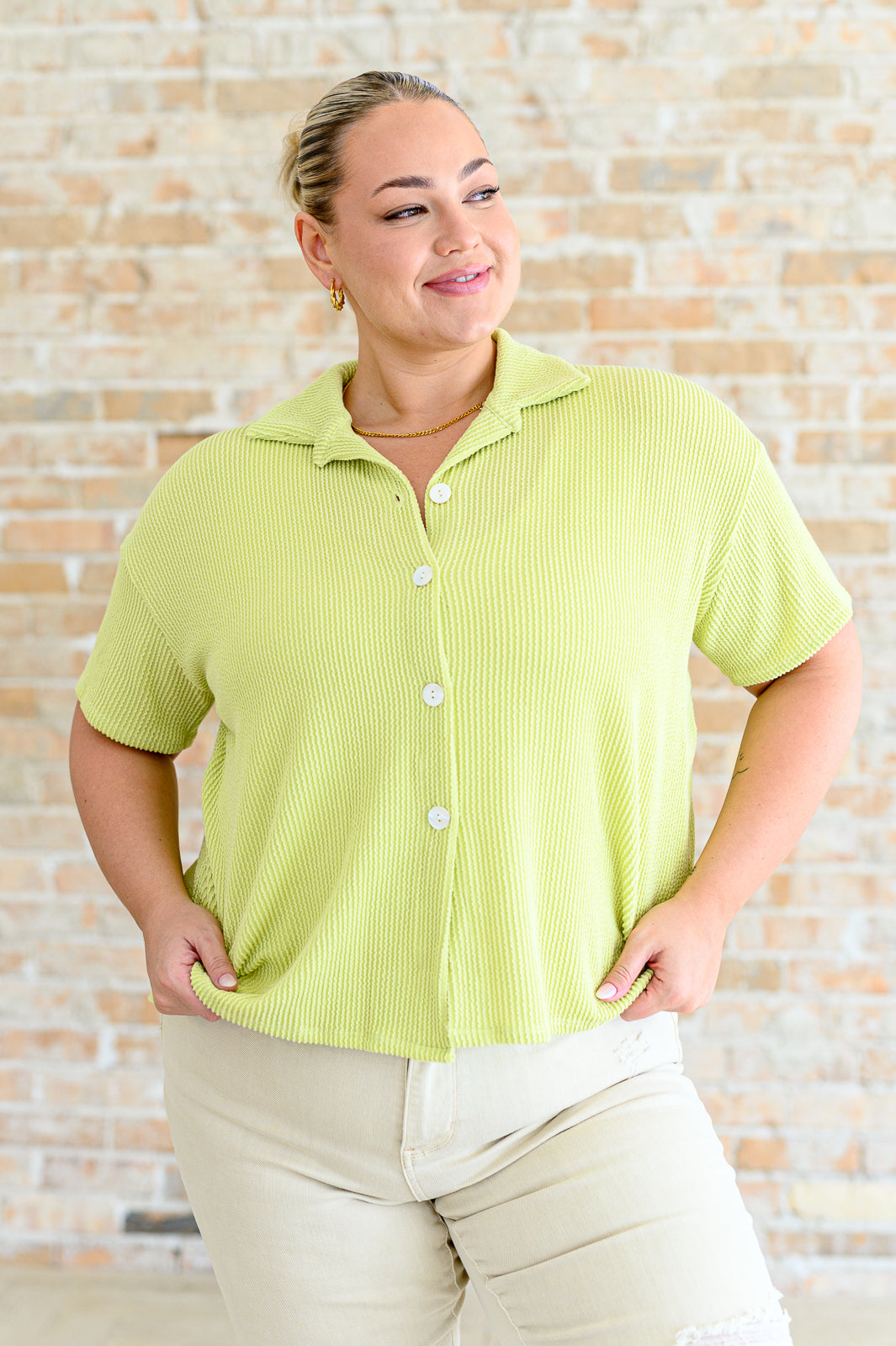 Two's Company Ribbed Button Down - Southern Divas Boutique