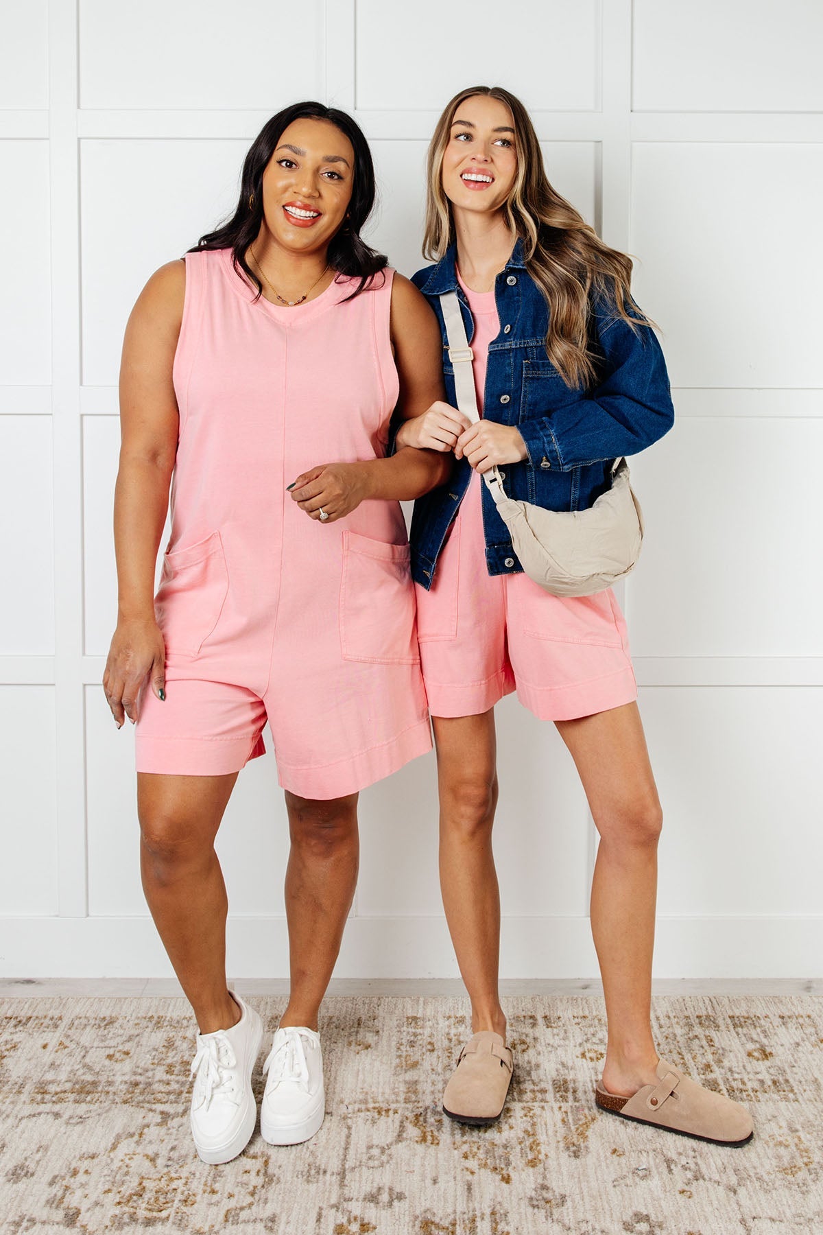 Up and Running Mineral Wash Romper in Coral Pink - Southern Divas Boutique