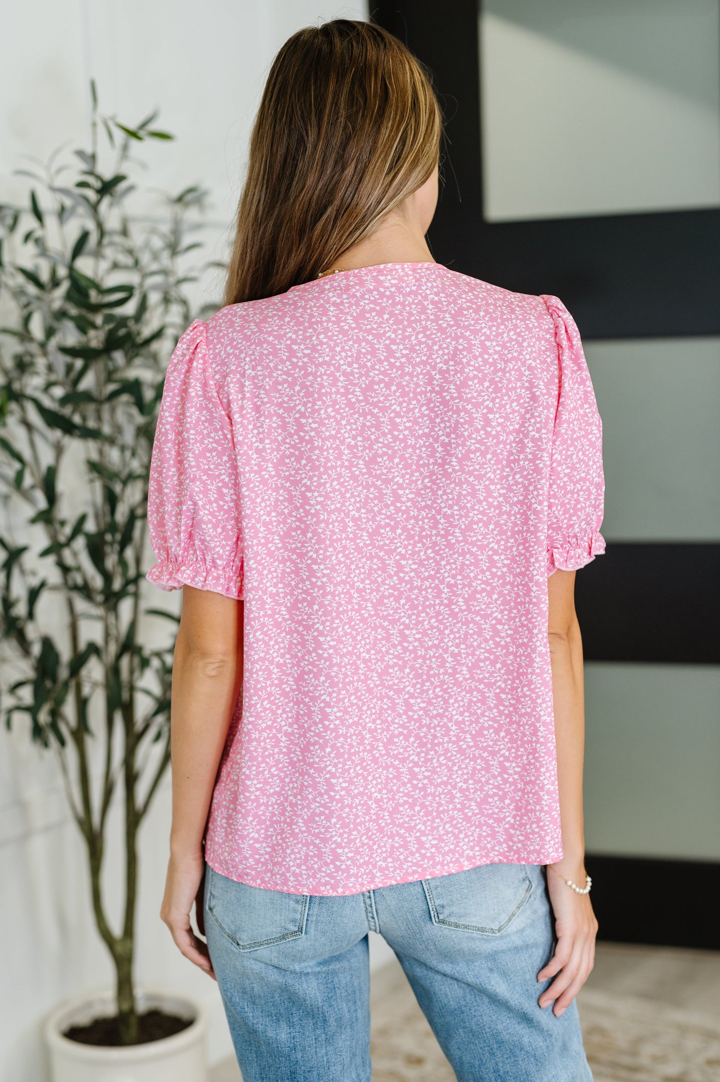 Wander Bloom Embroidered Puff Sleeve Blouse in Pink - Southern Divas Boutique