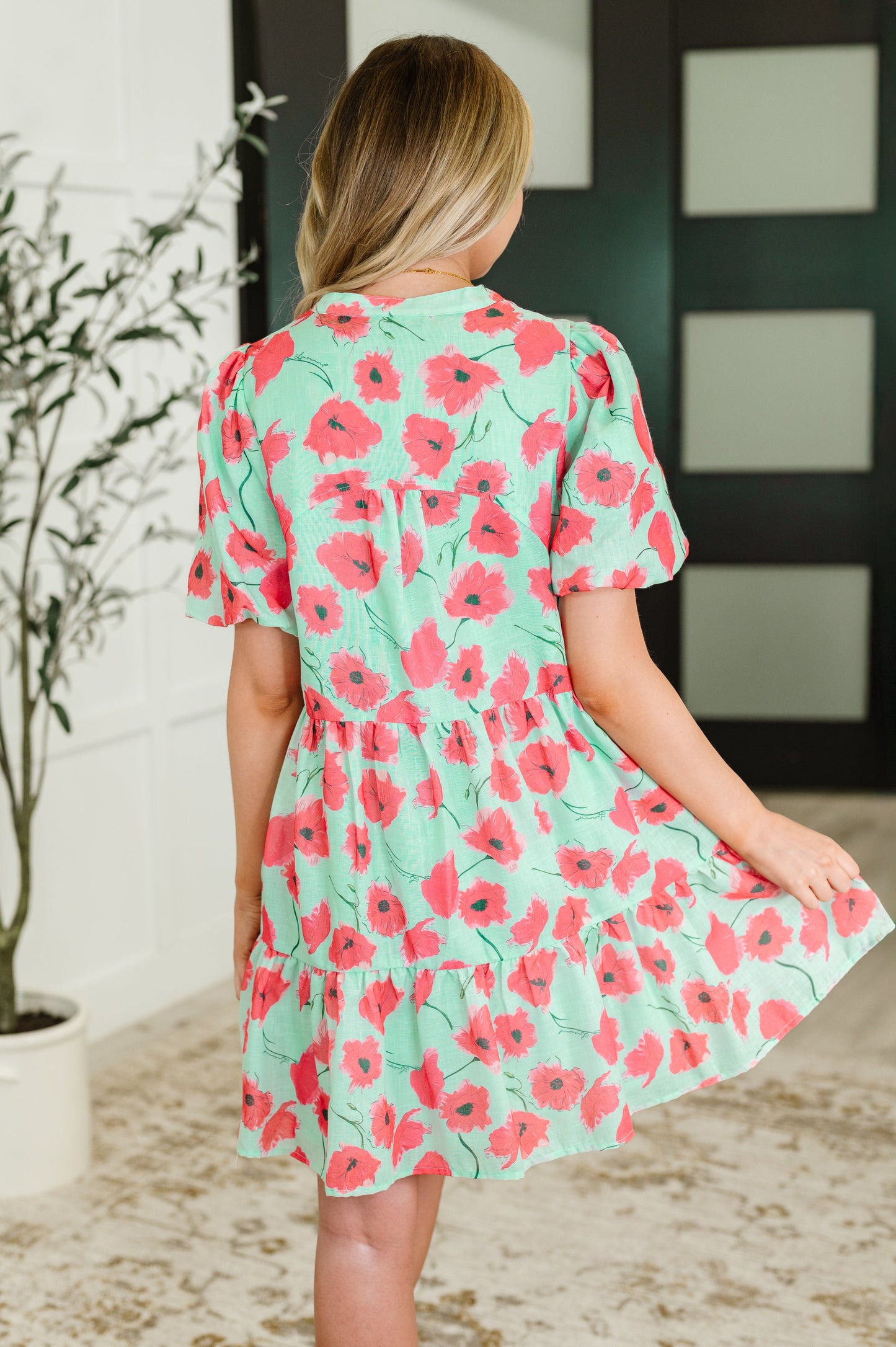 Wildflower Waltz Gathered Tier Dress in Mint - Southern Divas Boutique