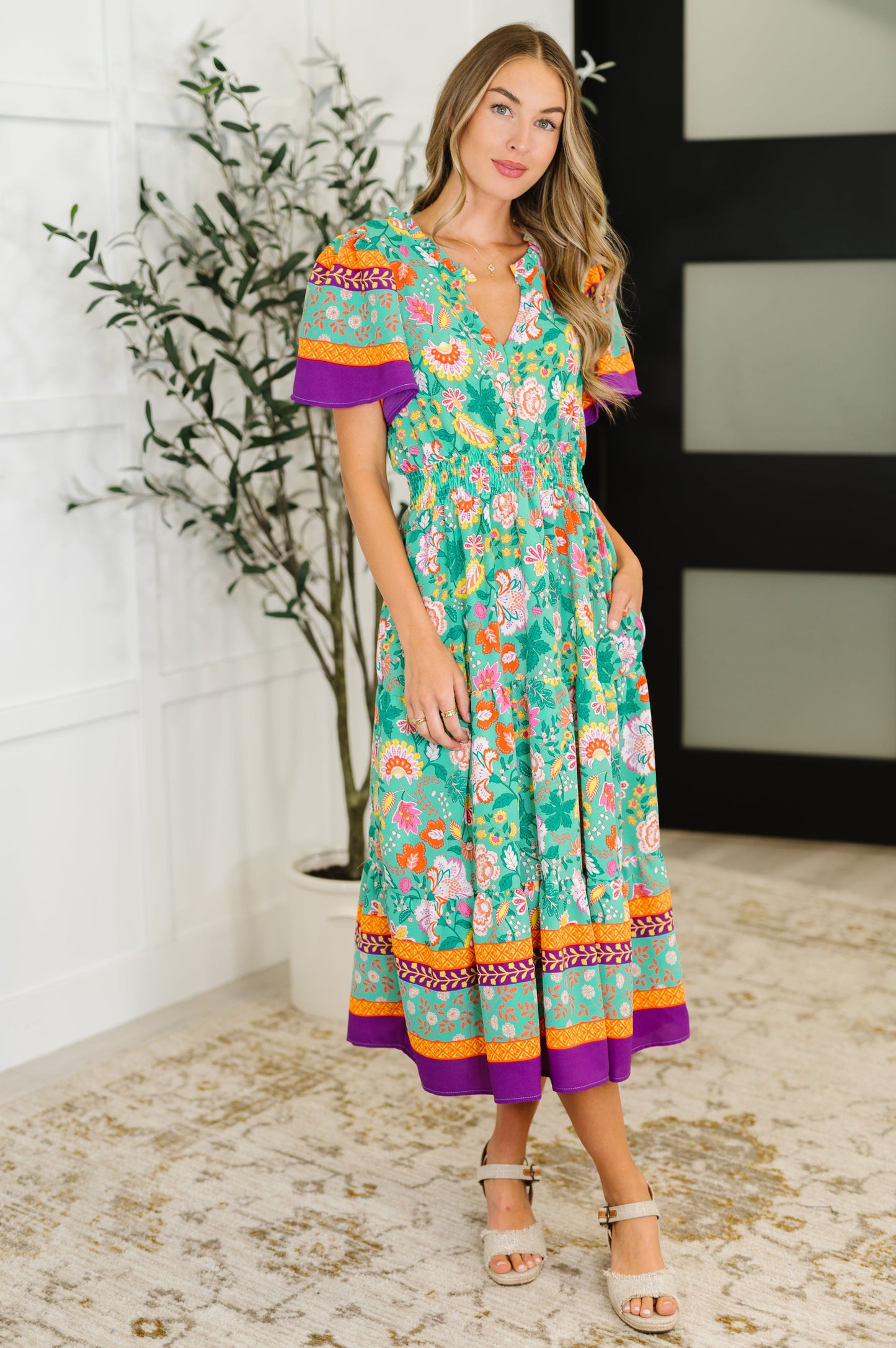 Wildflower Wish Gathered Tier Dress in Mint - Southern Divas Boutique