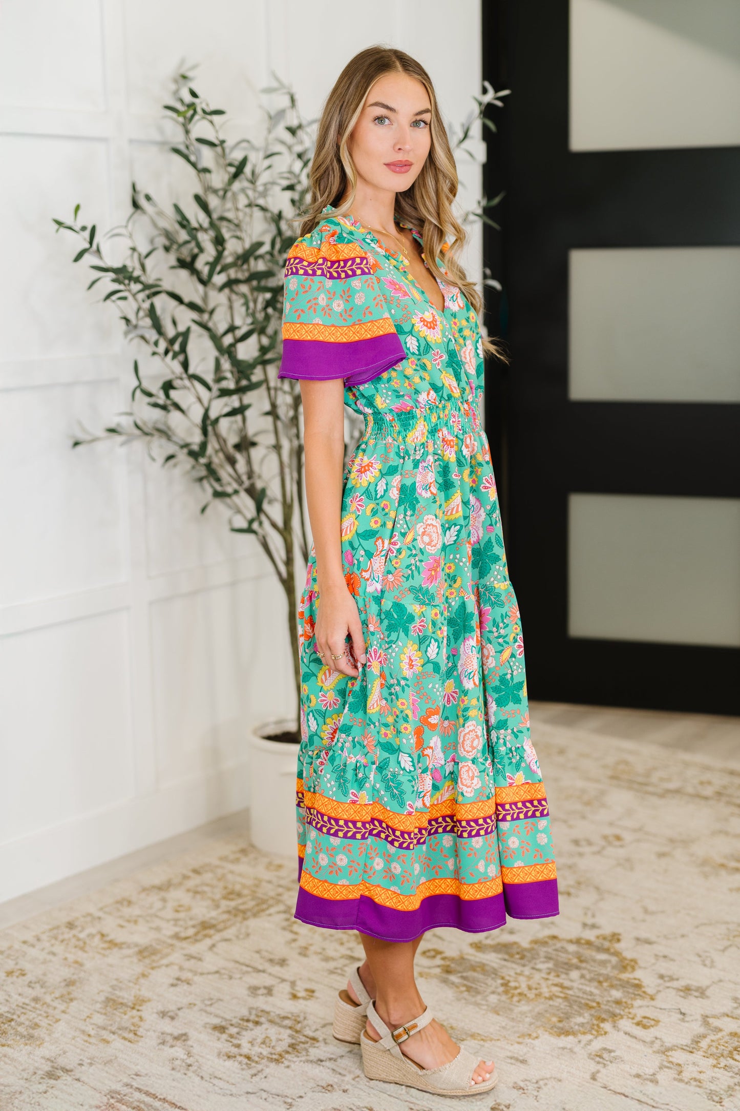 Wildflower Wish Gathered Tier Dress in Mint - Southern Divas Boutique
